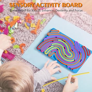 Spkwis Sensory Fidget Toys for Kids Toddler Boys ,Sensory Activity Board for Stress Anxiety Autistic ADHD, Calm Down Travel Airplane Essentials Toys for 3+ Year Old, Stuffers Gifts for Teen Girl