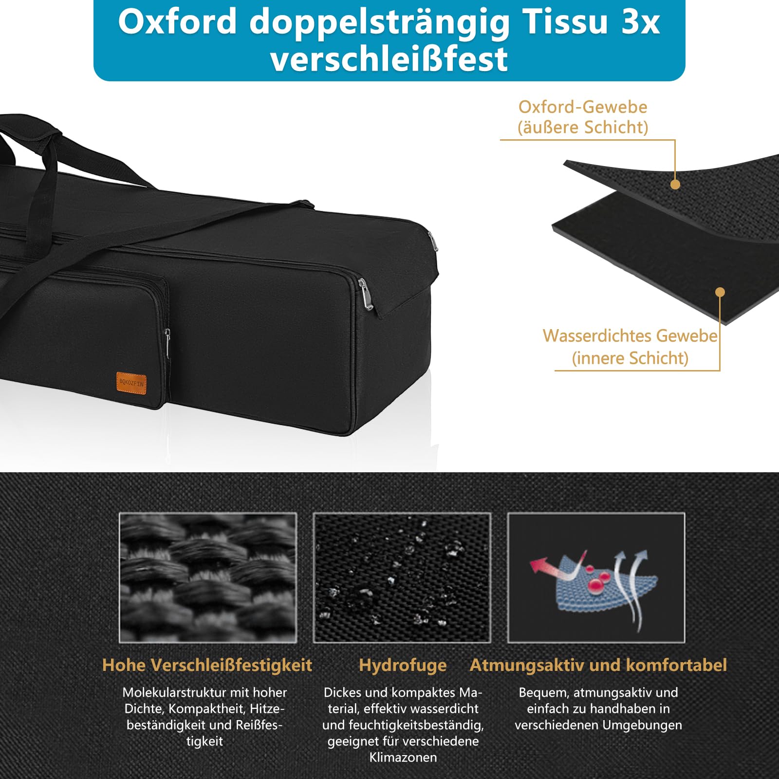OUUTMEE Borsa multifunzione per treppiedi robusta con manico per luci, altoparlanti, fotocamere, forche, supporto microfono, nero, Nero B, L-127x21x21cm, Borsa per treppiedi