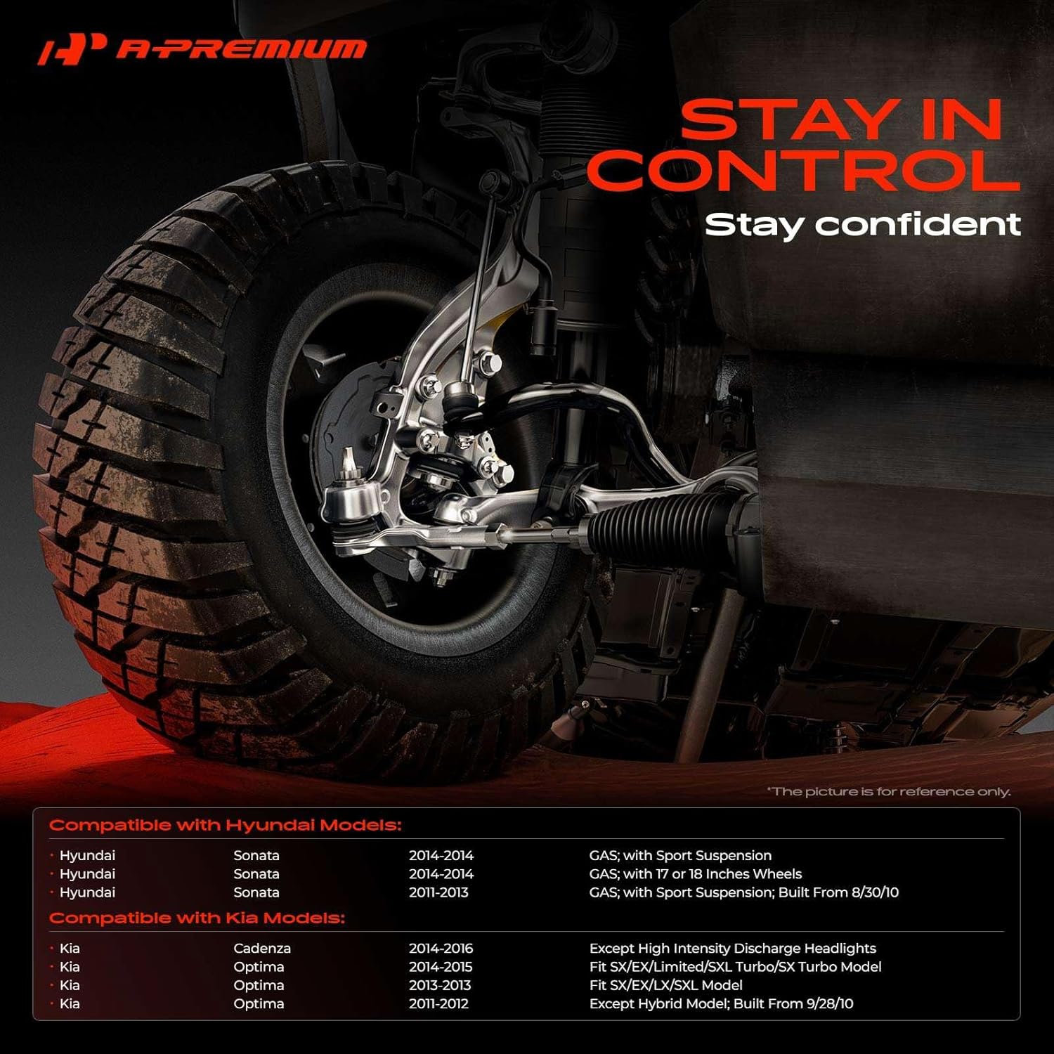 a-premium 2 x front lower control arm, with ball joint and bushing, compatible with hyundai sonata 2011-2014 & kia optima 2011-2015, cadenza 2014-2016