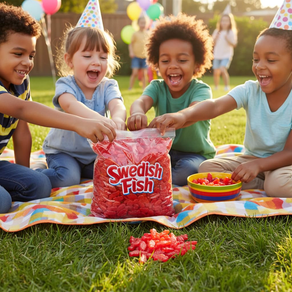 SwedishFish Candy Bulk 5lb - Mini SwedishFish Red Bulk Candy - Bulk SwedishFish Gummies - Soft & Chewy Bulk Gummy Candy - 5 Pounds