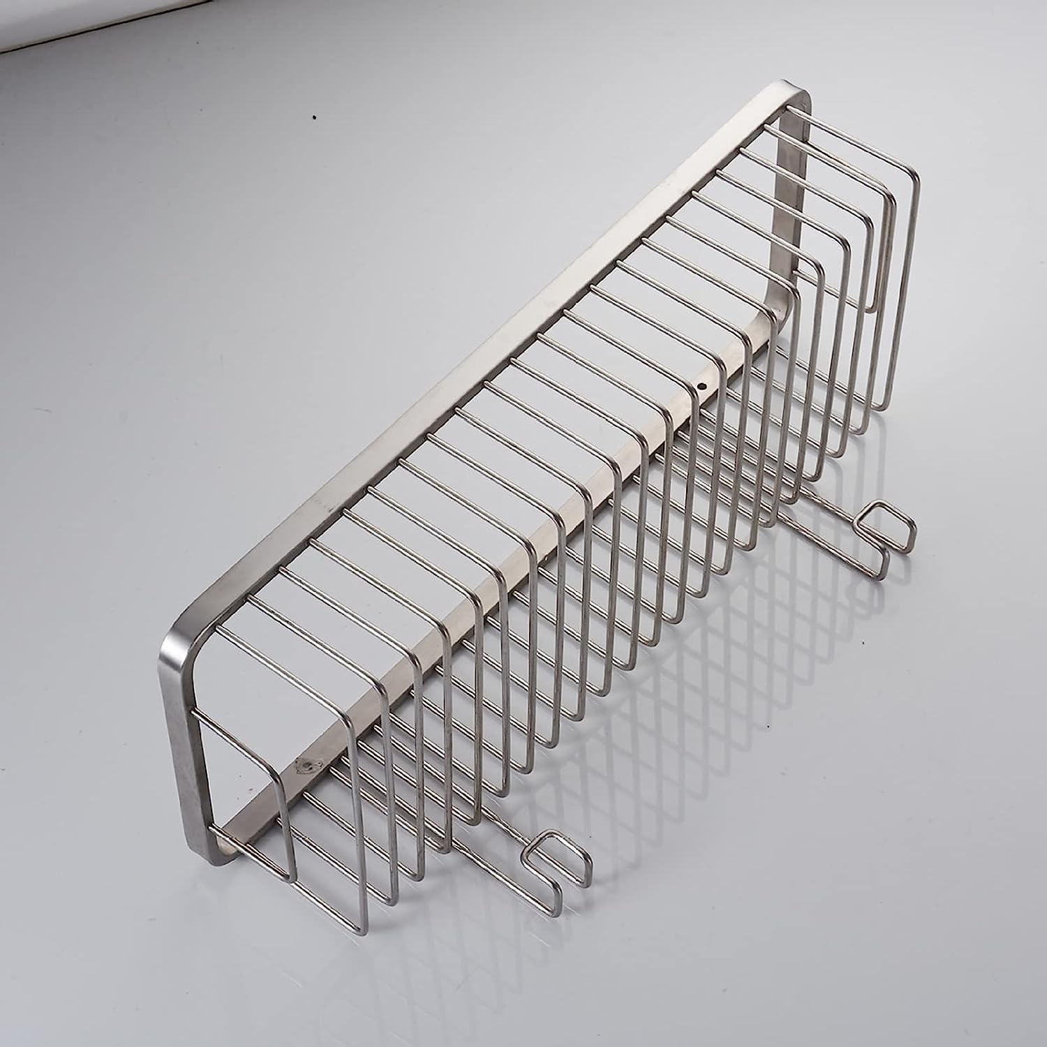 Estante de Ducha, Carrito de Ducha de Esquina, Estante de Ducha, Estante de Ducha montado en la Pared con Ganchos, Cesta de baño, para Colgar Esponja y Toalla