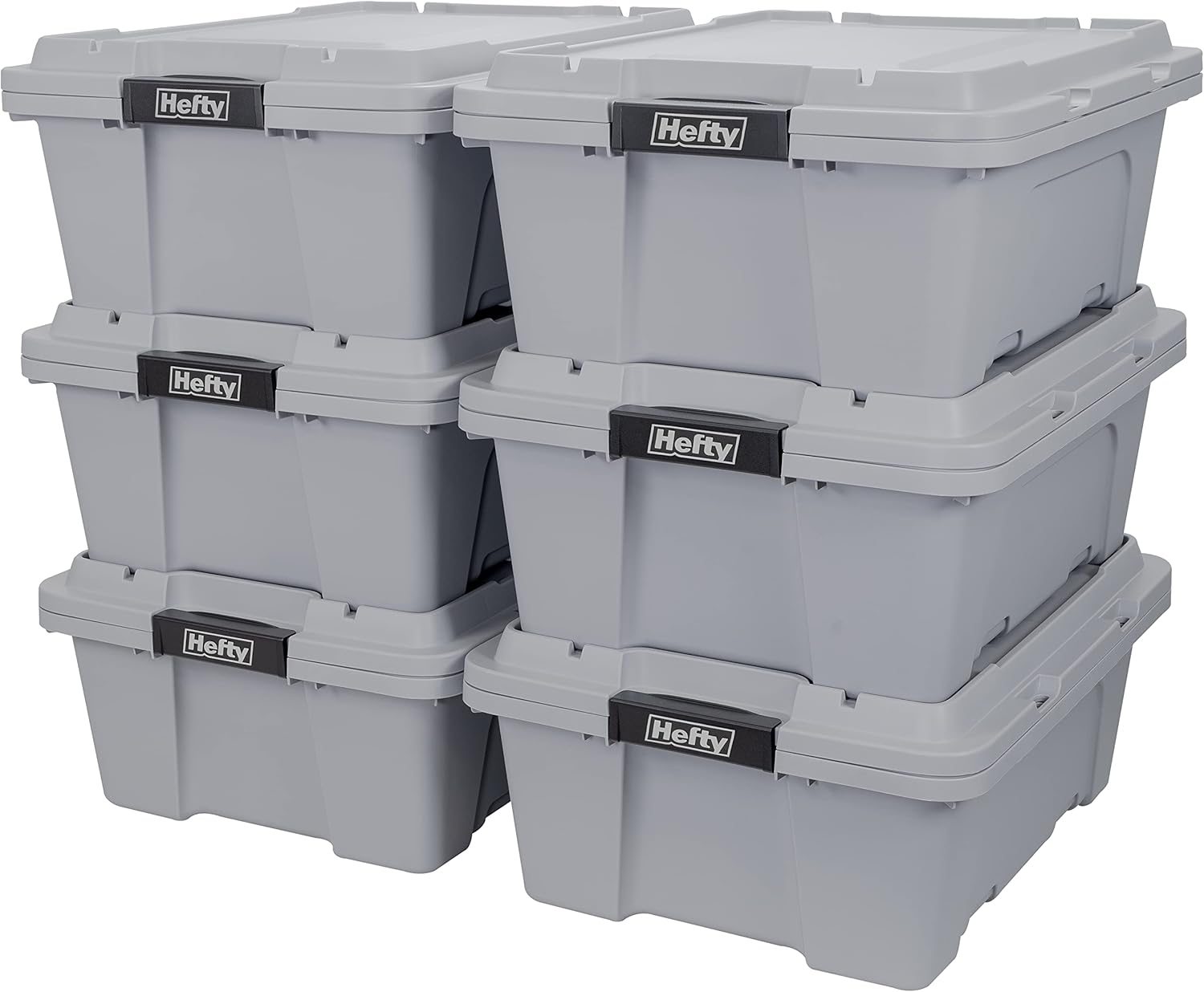 Hefty MAX Pro 12 Gallon Storage Bins with Latching Lids, Stackable Bins, 6 Pack Gray Utility Containers for Garage and Outdoor Gear (Alloy Gray) 12 Gal - (is only 1pcs)