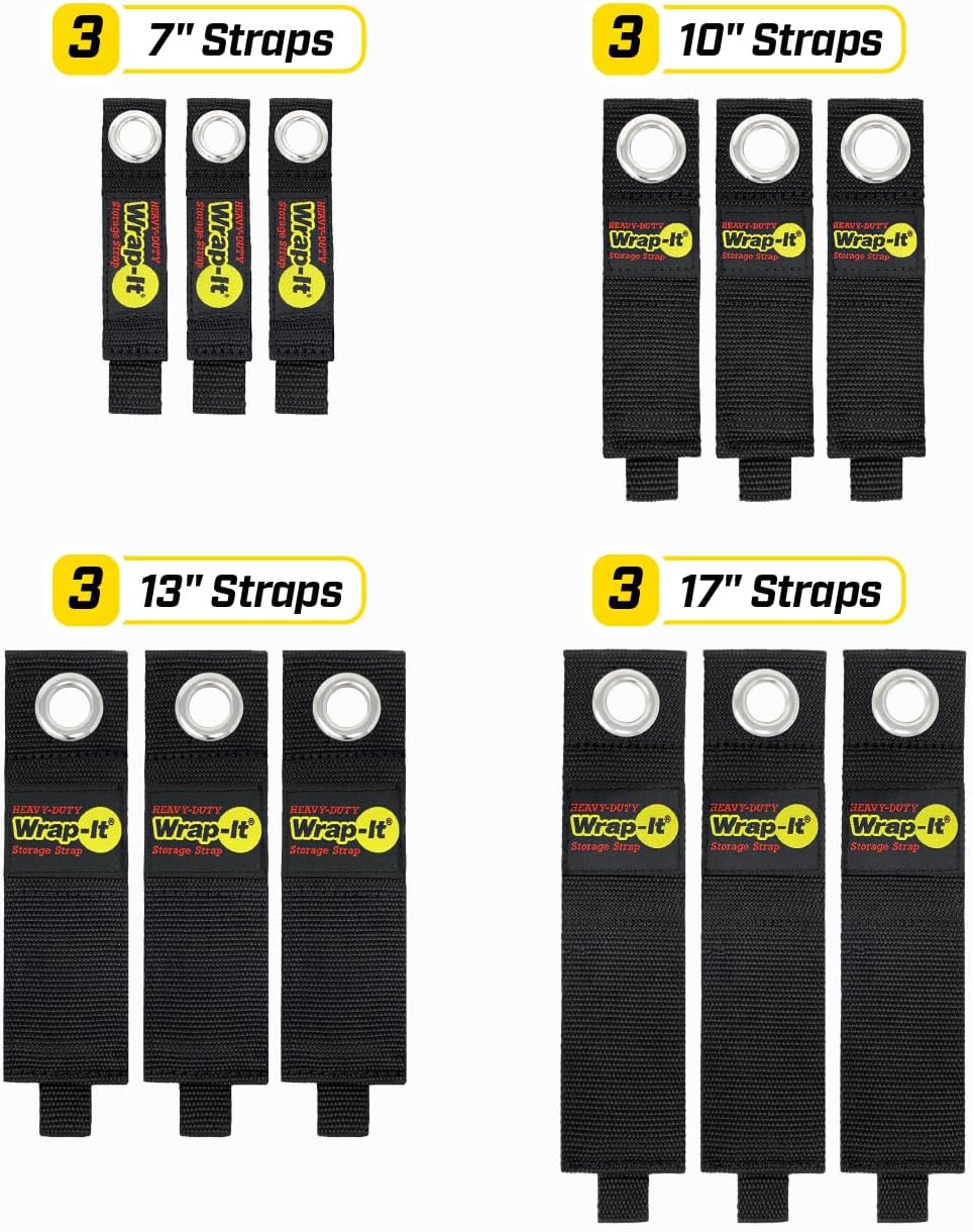 Heavy-Duty Wrap-It Storage Straps (Assorted 12 Pack) - Hanging Extension Cord Organizer for Cable Management and Storage on Garage Wall, RV Gadgets and Appliances