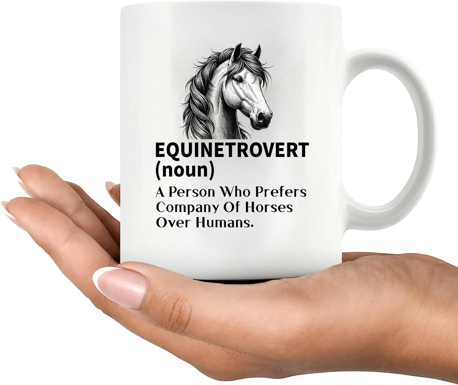 Panvola Equinetrovert Definition Mug Horse Lover Gifts For Women Men Equestrian Gifts From Mom Dad Friends Introvert Introverting Anti Social People Novelty Drinkware Ceramic Mug 11 oz White - Image 8