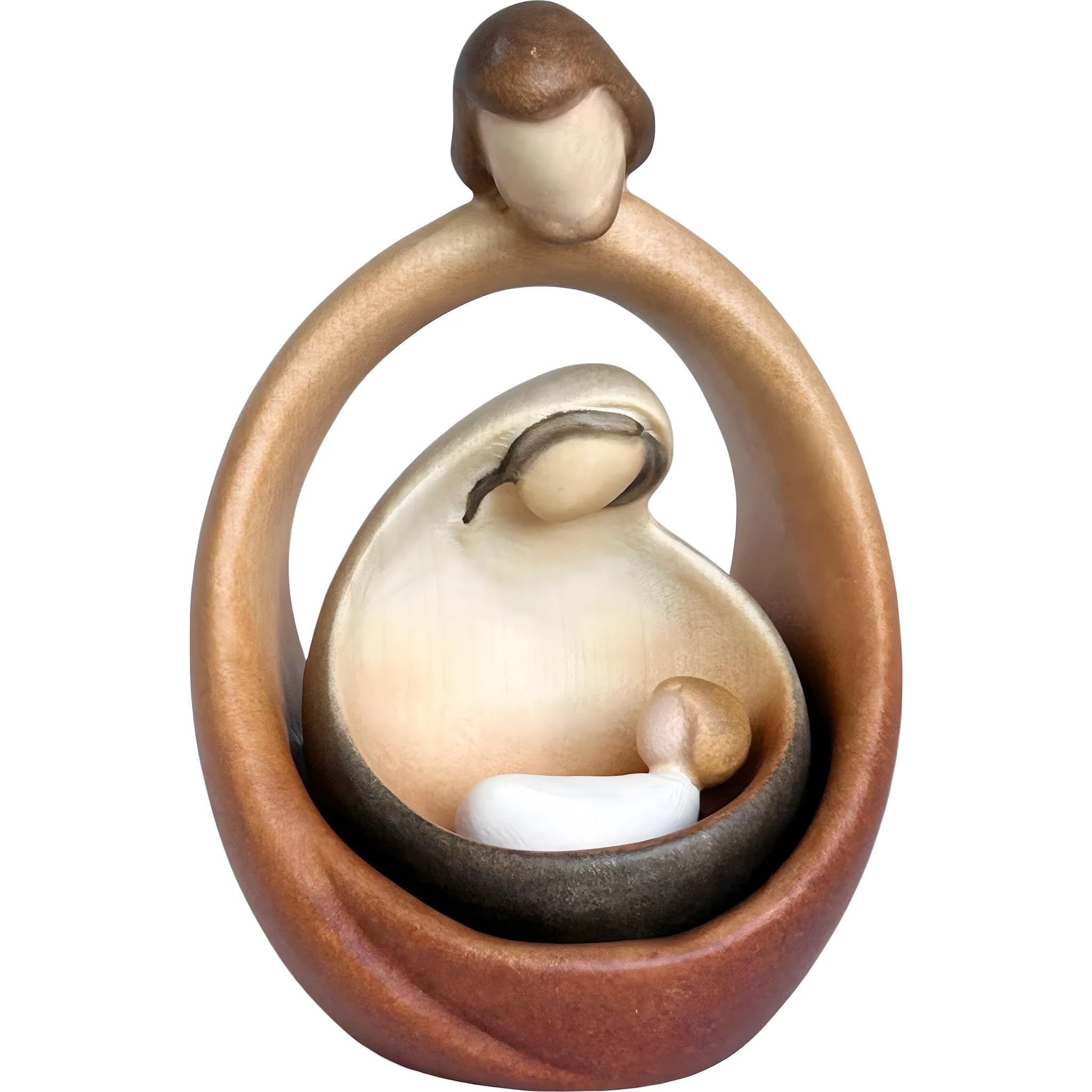 Escultura Natividad con la Sagrada Familia Belén moderno de madera 15 cm | Madera coloreada a mano en Val Gardena | Figura para Belén