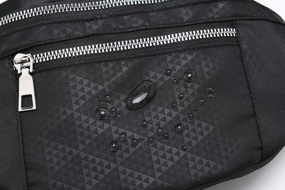 Fanny Pack for Men Women - Water Resistant Fashion Waist Bag Pack with Adjustable Strap for Travel Hiking Running Outdoor Sports.(2)Black : Sports & Outdoors