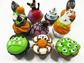Dollhouse Miniature Food Halloween Seasonal Mixed 10 Cupcake Bakery 16086
