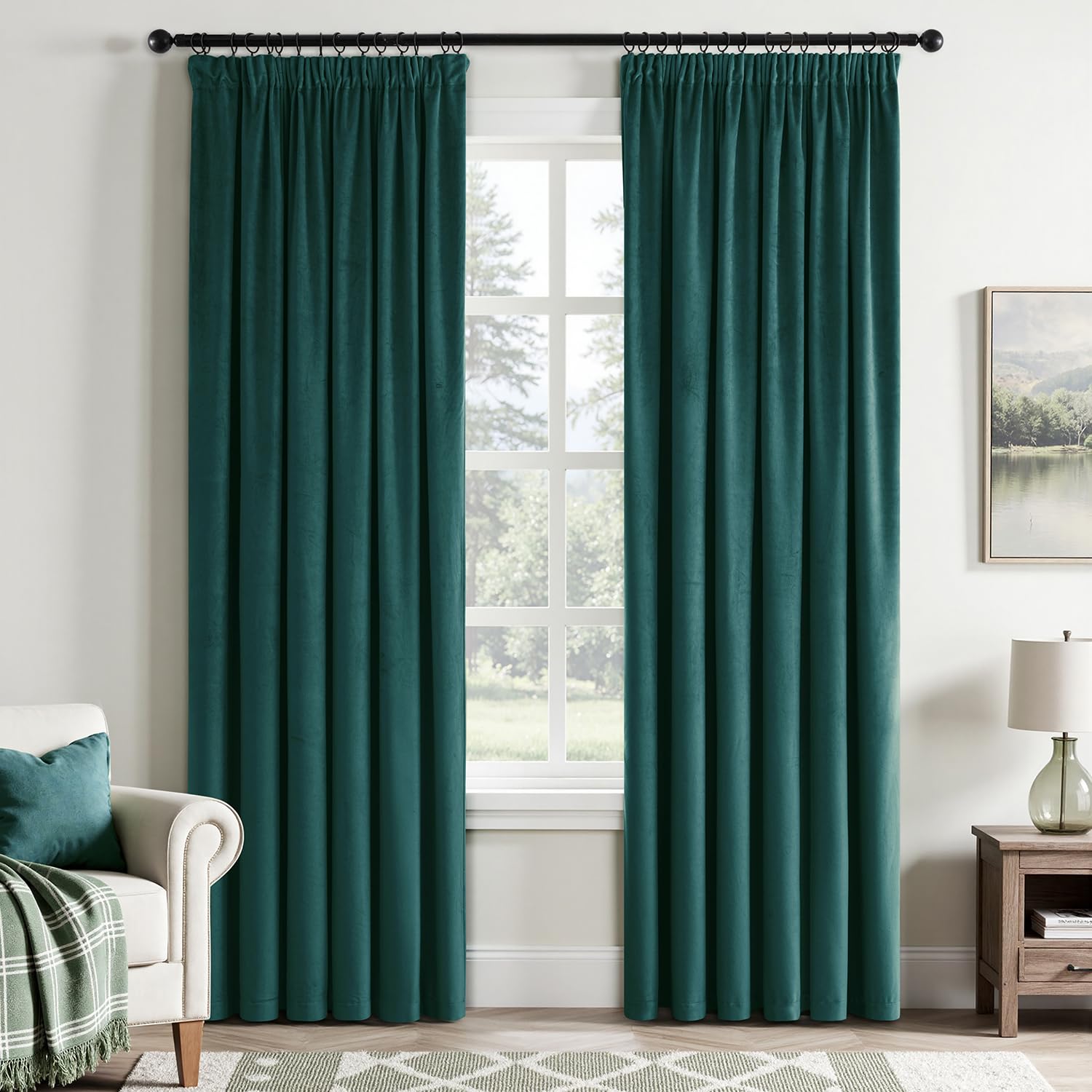 MIULEE Fluwelen gordijn met plooiband, set van 2, 140 x 280 cm, mooie dikke en zware gordijnen, voor woonkamer, slaapkamer, slaapkamer, ondoorzichtig, thermogordijn, fluweel, krullint