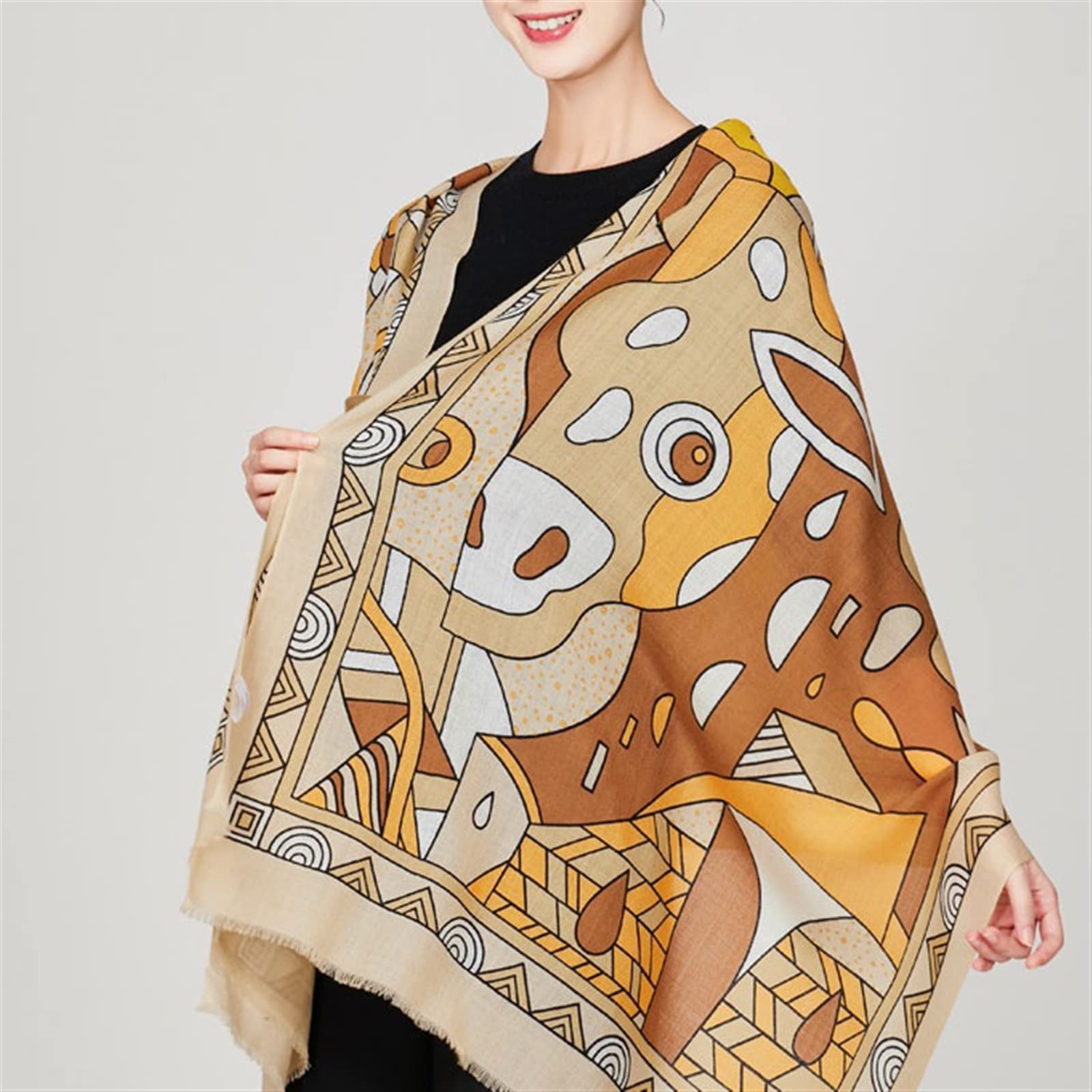 Scialle Sciarpa di Lana di Pecora di Alta qualità Scialle da Donna alla Moda e Versatile Stile Folk Sciarpa Calda Regalo per Sciarpa Madre (Grigio 190 * 70 cm)