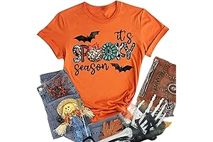 Fall Season Women Halloween Costume T-shirt with Funny Pumpkin Print