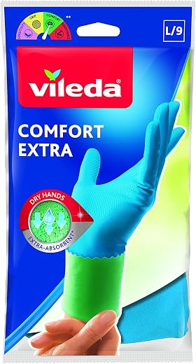Vileda 1500467 Comfort Care Rubber Gloves Perfect Protection and Comfortable for Your Hands.