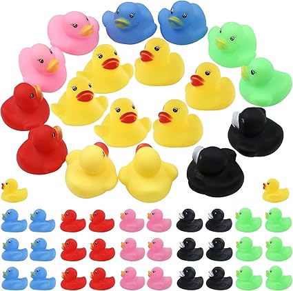 50 Pack Multicolor Mini Rubber Ducky 