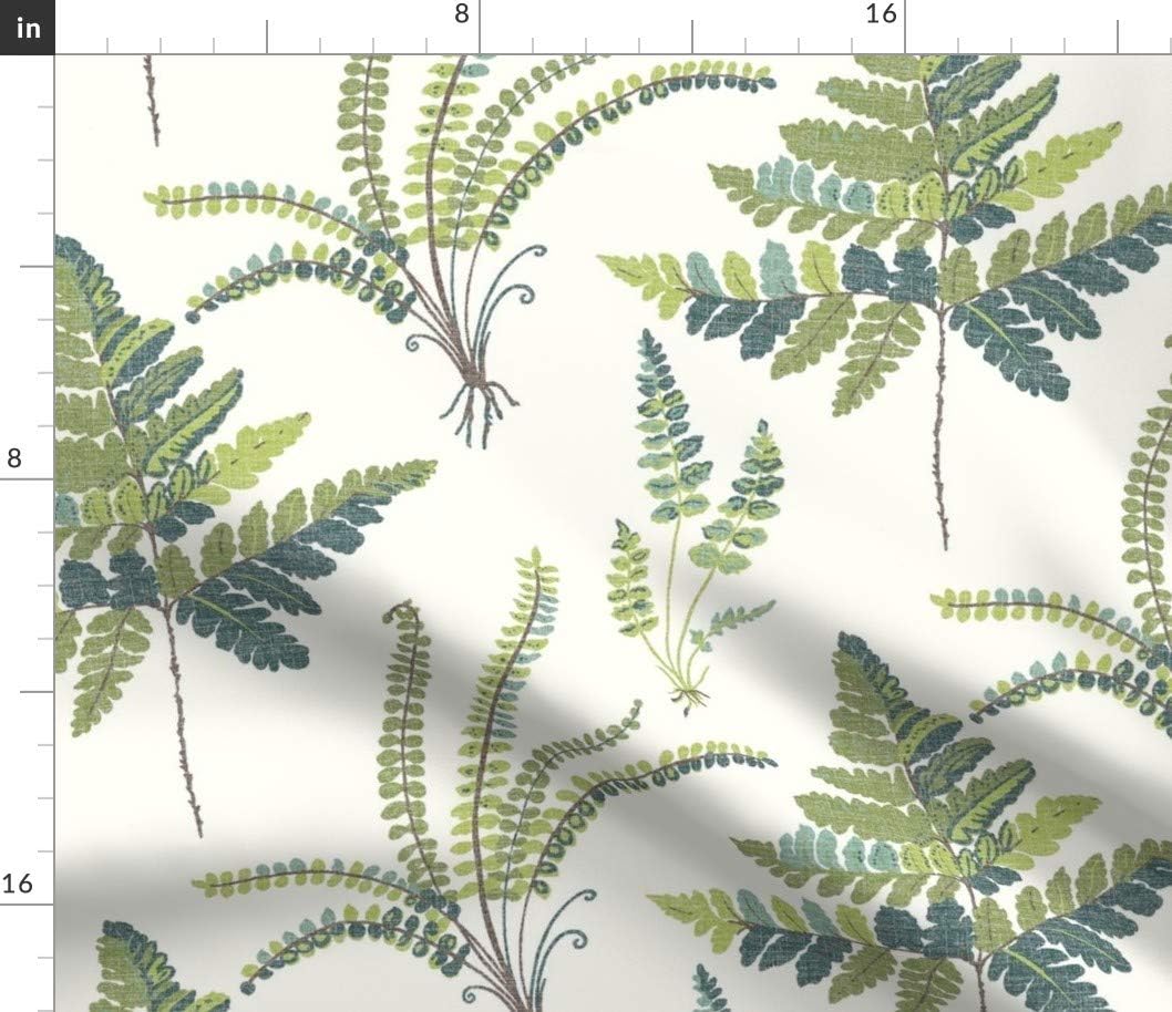 Spoonflower Fabric - Fern Botanical Ferns Green Leaves Leaf Greenery Printed on Petal Signature Cotton Fabric by The Yard - Sewing Quilting Apparel Crafts Decor