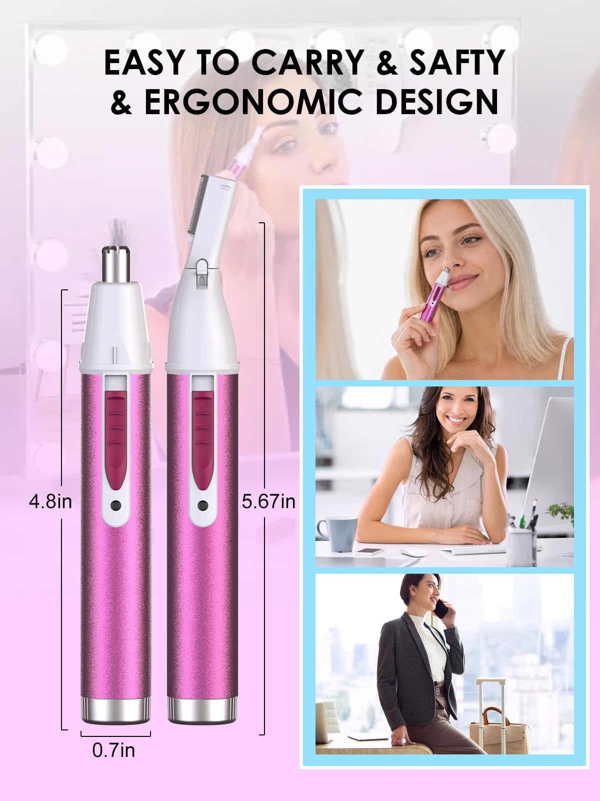 Ginity 2-in-1 Rechargeable Nose & Facial Hair Trimmer