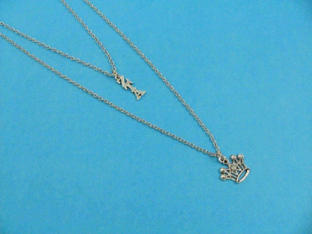 Zeta Tau Alpha ZTA Lavaliere Crown Greek Letter Double Chain Layered Sorority Charm Necklace OFFICIALLY LICENSED PRODUCT