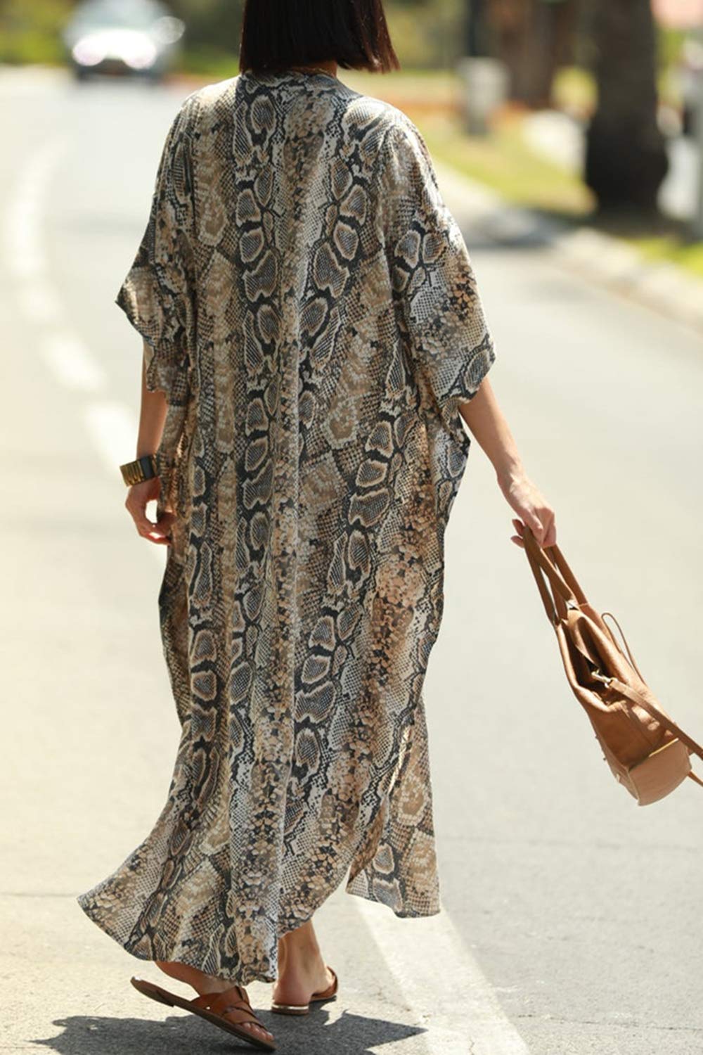 Femmes D'été Long Kaftan Maxi Bohème Robe Plage Coverup Robe Roomy Kimono Une Taille