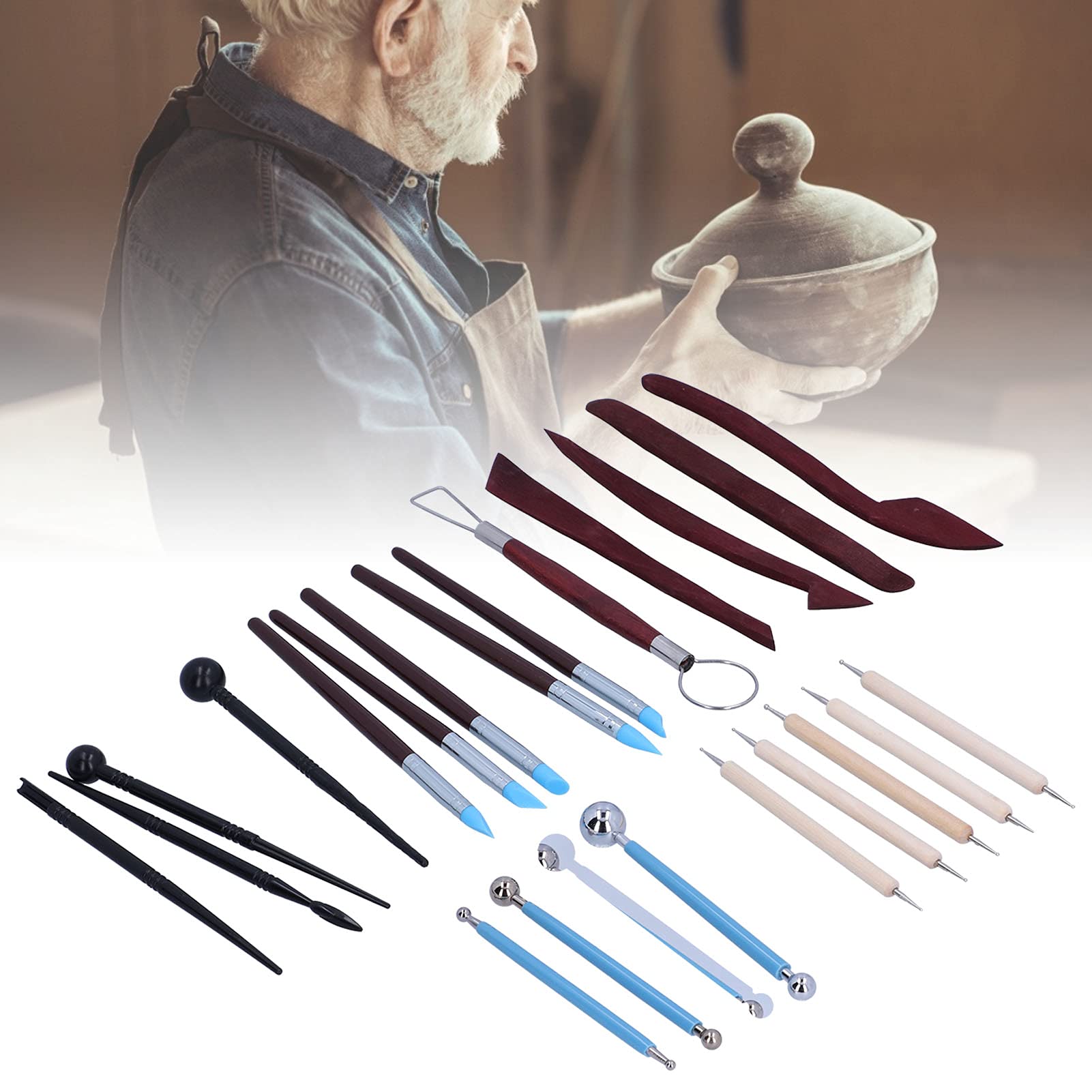 Set Sculpture Argile – 14 Outils Silicone Et Métal, Modelage Poterie, IMD BALI STORE