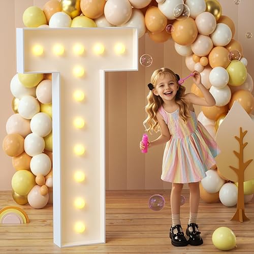 imprsv Letras iluminadas de marquesina, letras de mosaico de 4 pies para baby shower, compromiso, decoración de fiesta de graduación, letras grandes