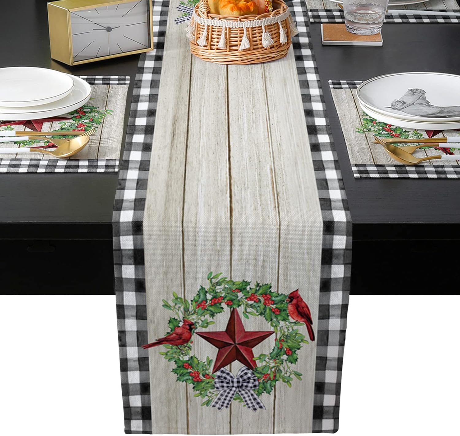 Burlap Table Runner 70 Inch Long with Placemat Set