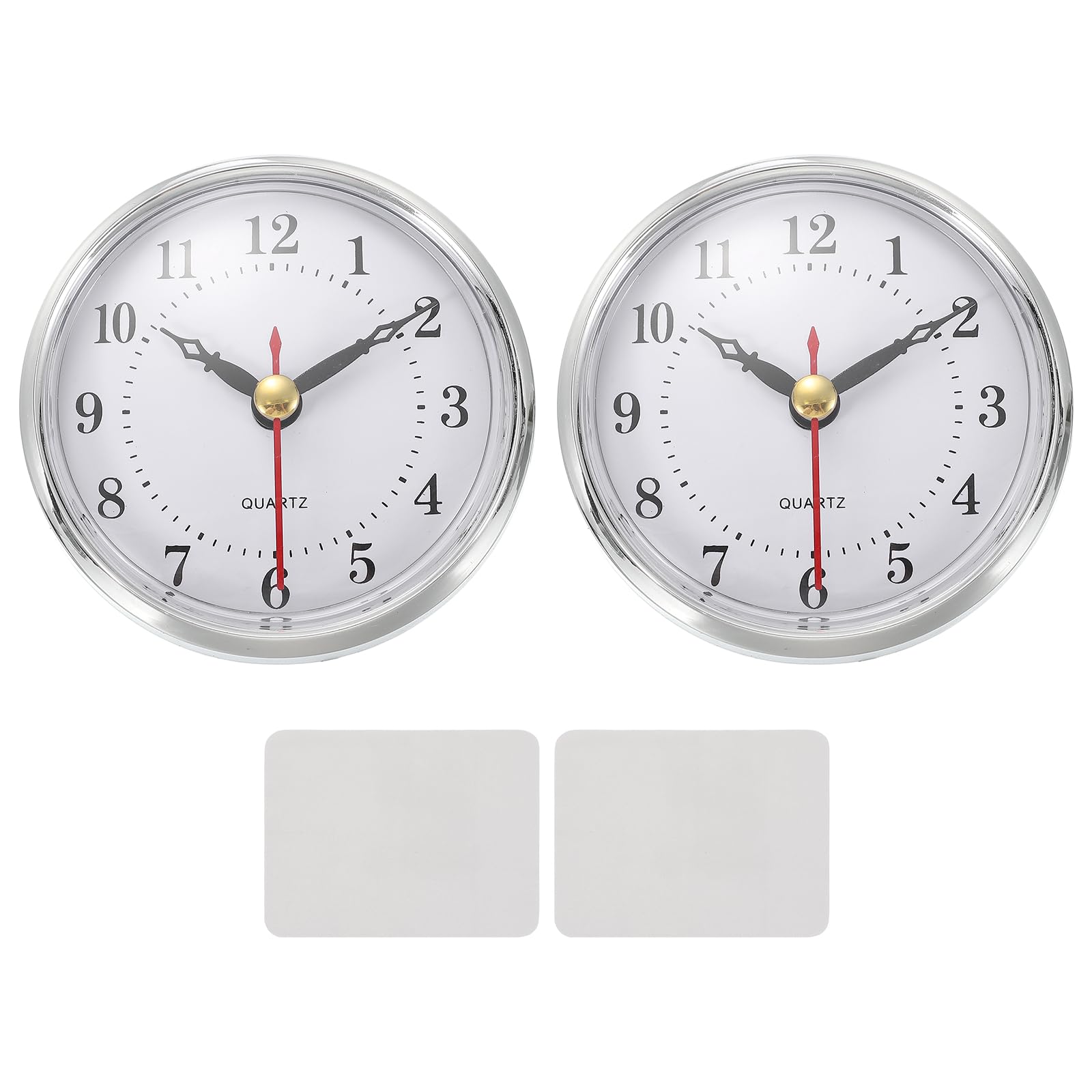 PATIKIL 2 Set Classic Clock Movement, 3.1 Inch/80mm Quartz Movement Insert for Office Home Decor Replacement DIY, Silver (Arabic Numerals,Carved Copper) โ image 1