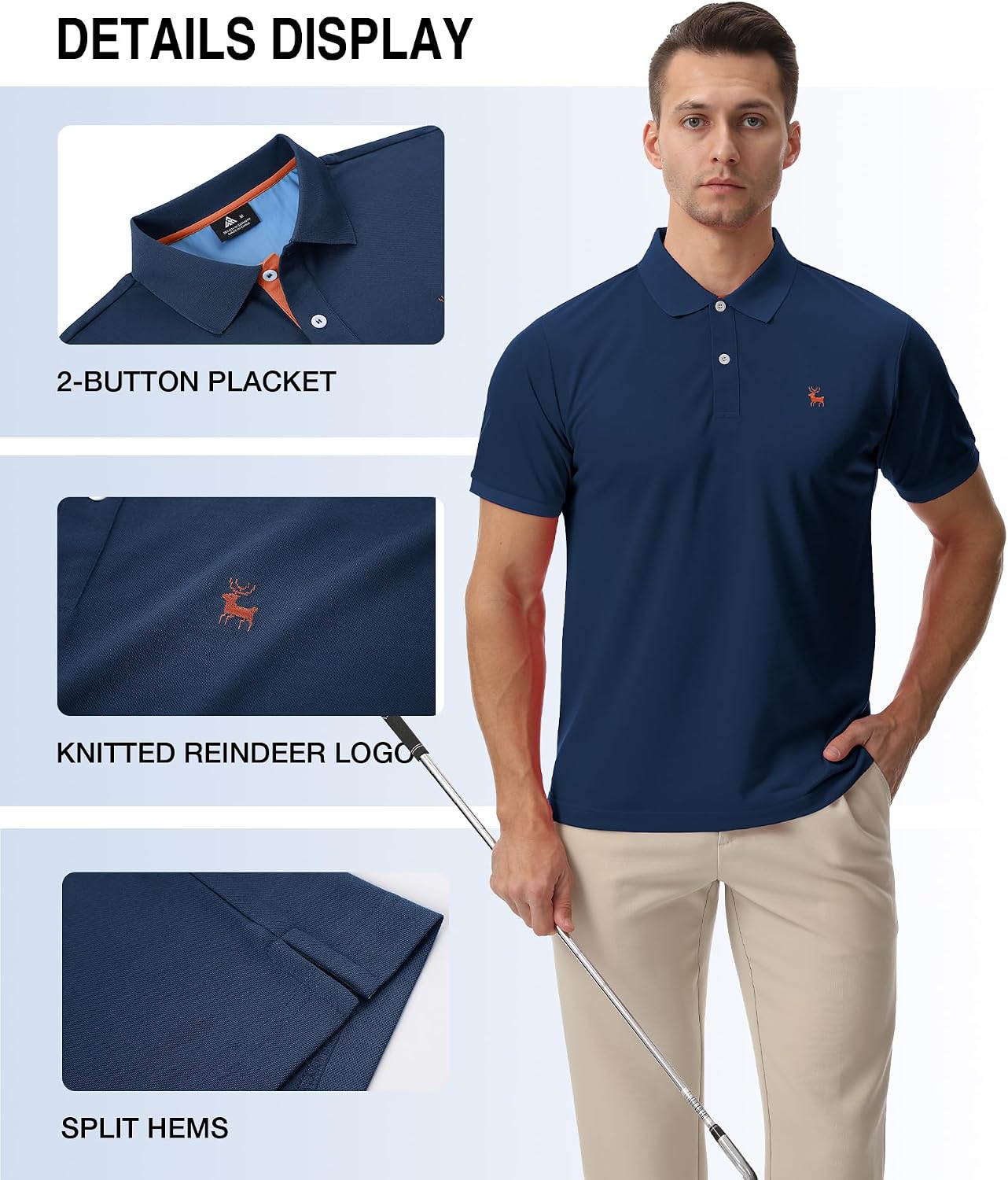V VALANCH Polo Shirts for Men Short Sleeve Golf Polo Moisture Wicking Casual Collared Shirt Tennis Polo