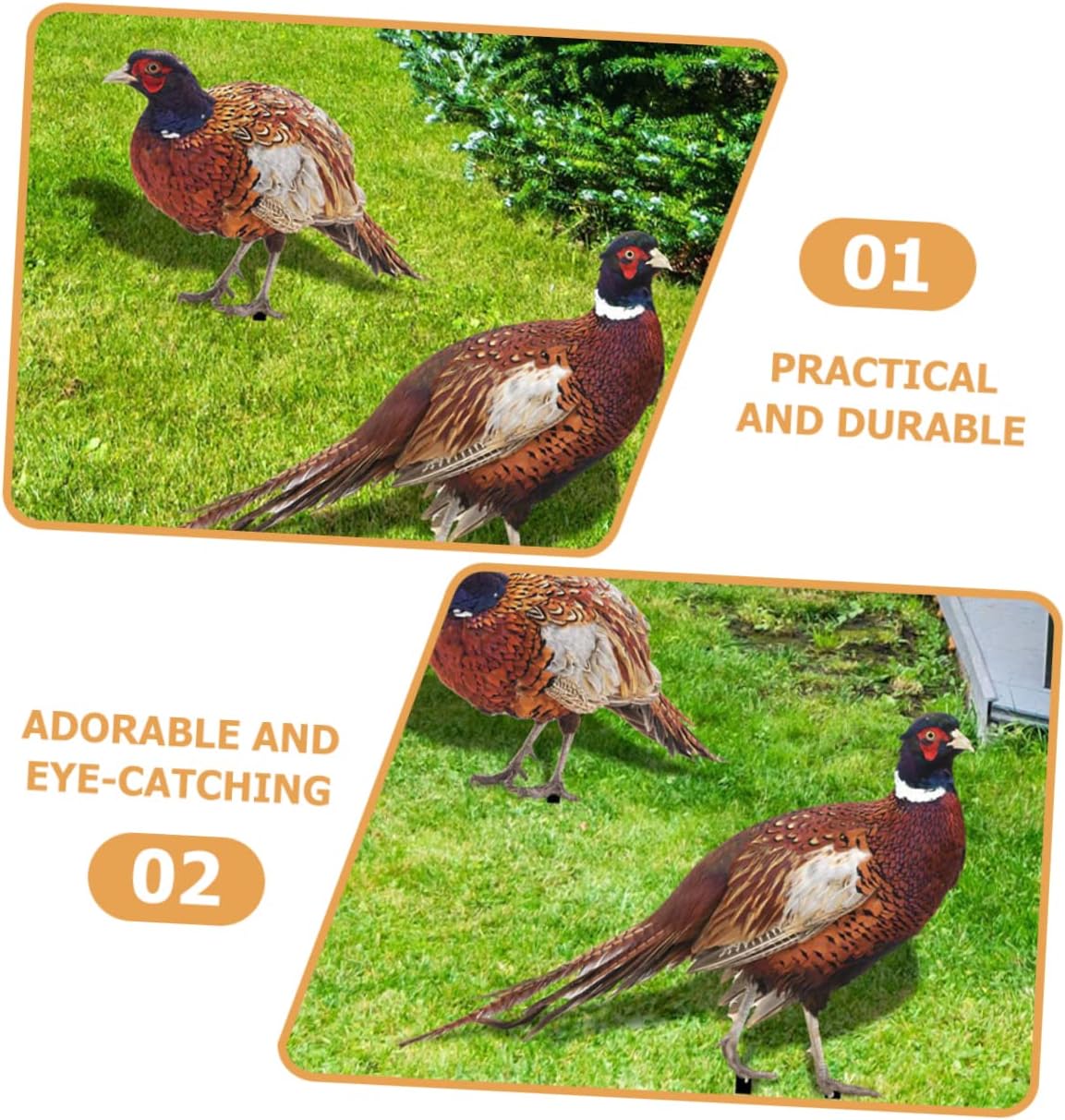 Healifty 2 Sets Realistic Double Sided Pheasant Garden Stake Decoration Durable Acrylic Ornament for Outdoor Lawn Patio UV Resistant Chicken Stake for Vibrant Garden Display