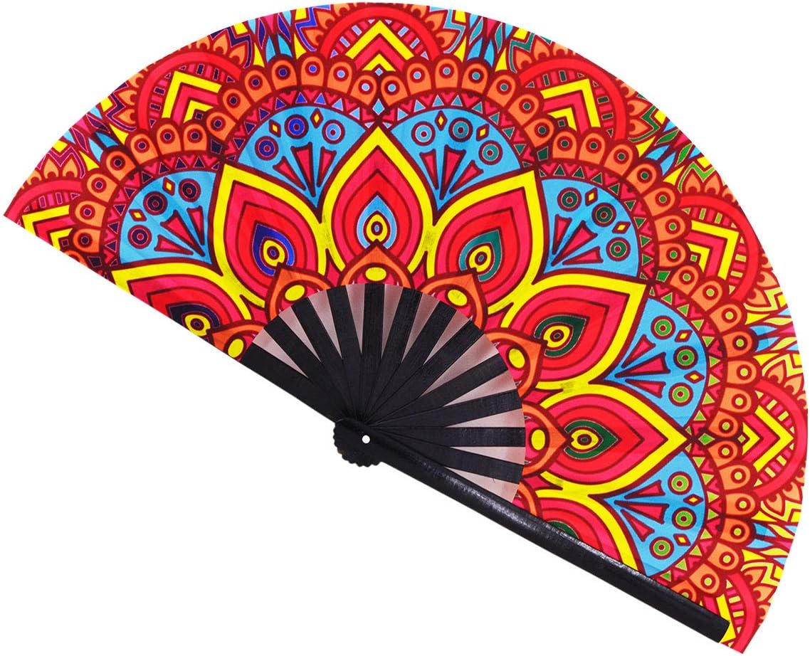 STHUAHE Large Folding Fan, Chinease/Japanese Hand Fan, Women Hand Folding Fans for Performance, Music Festival Accessories, Home Decorations, Dance, Party, Gift (Colour1)