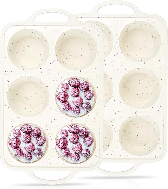 AOTASO 2 Pcs Jumbo Muffin Pan Silicone Extra Large Cupcake