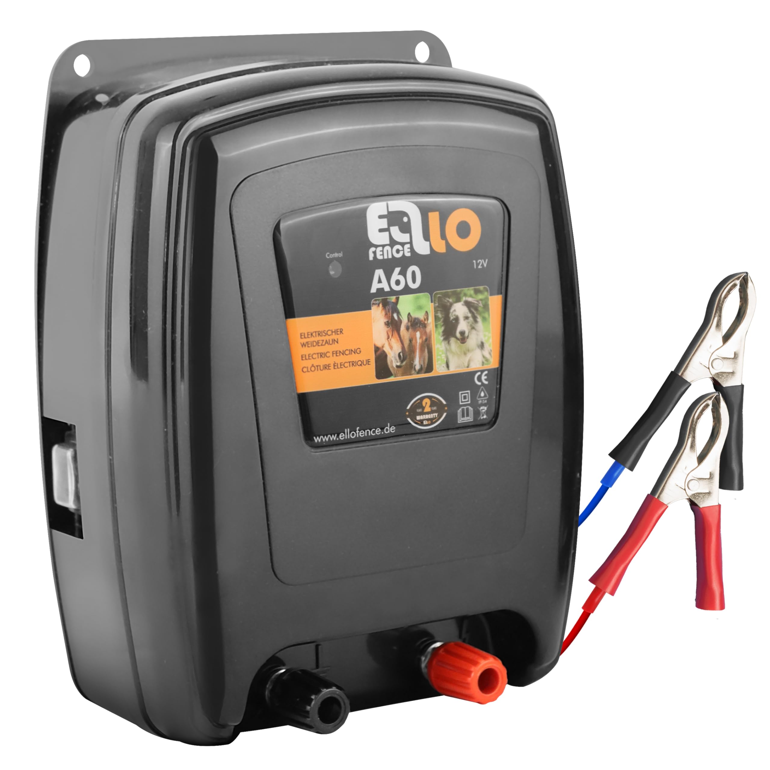 Électrificateur clôture électrique 12 V batterie (A60) – Silencieux & puissant – Appareil premium robuste pour pâturage – Idéal chevaux