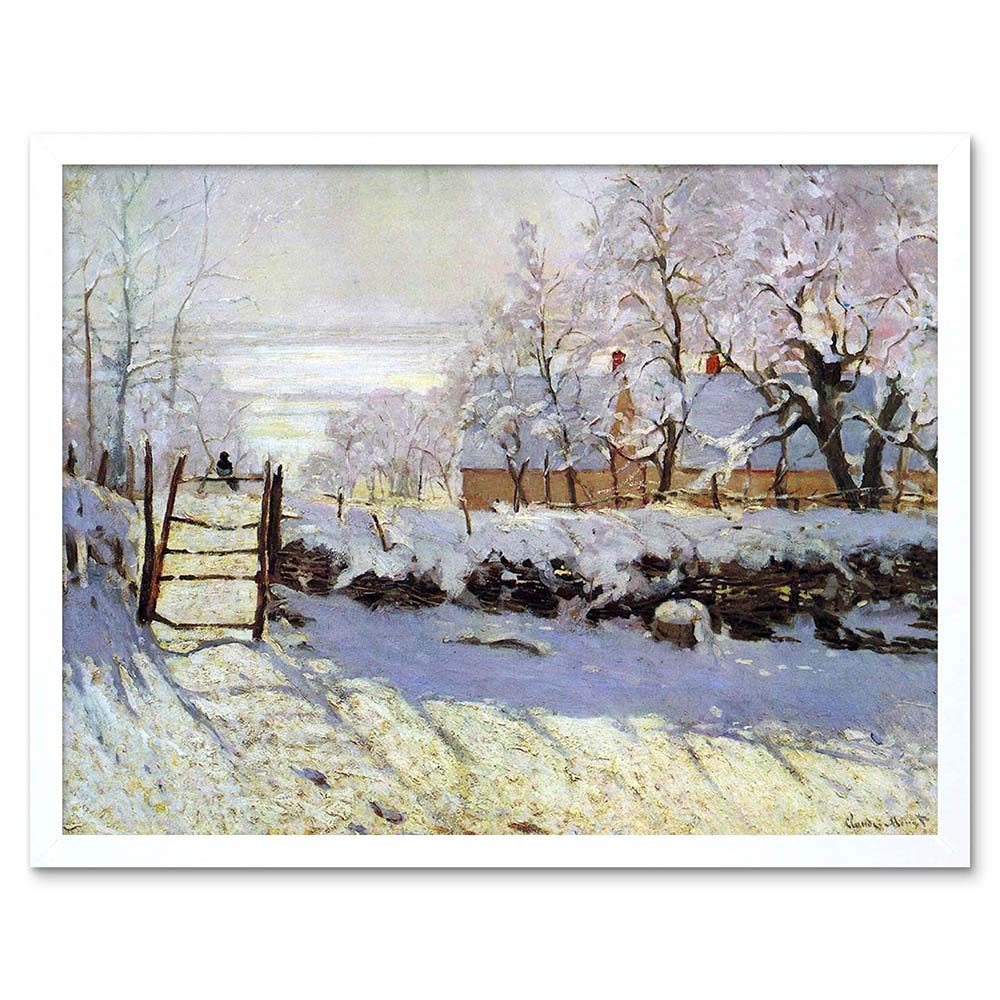 Wee Blue Coo Claude Monet Magpie Old Master Painting Art Print Framed Poster Wall Decor 12X16 Inch