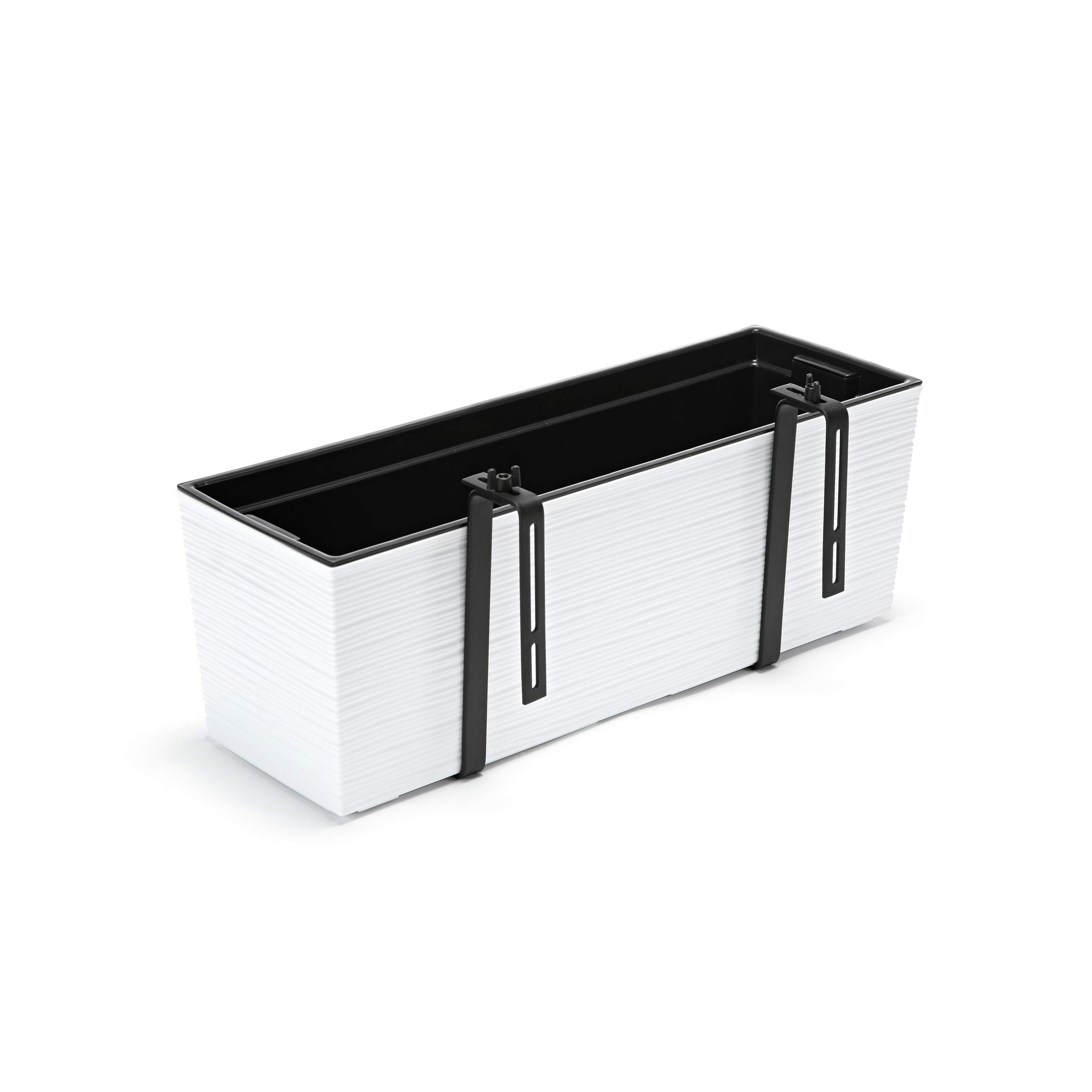 botle 2 Stück Blumenkasten Balkonkasten Geländerkasten Blumentopf Balkontopf Halterung Metall Weiß Glanz 56 x15x19 cm Blumenkasten