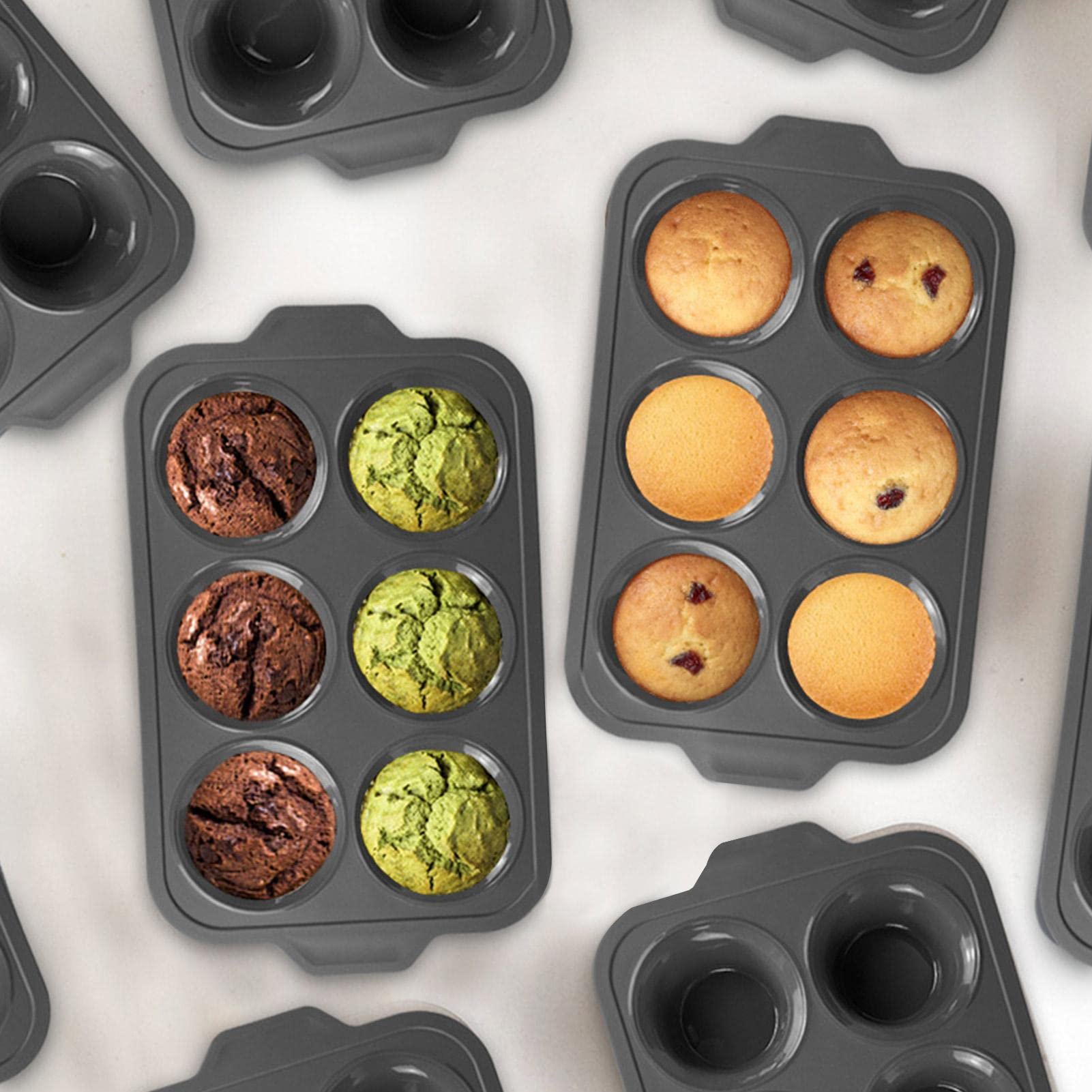 Paquete de 6 moldes de pastel de silicona - Moldes para hornear,Molde de silicona de fácil liberación DIY Pudín de magdalenas redondo galletas Chocolate Sartén para hornear casera Abbto | Molde de silicona de fácil liberación DIY Pudín de magdalenas galle