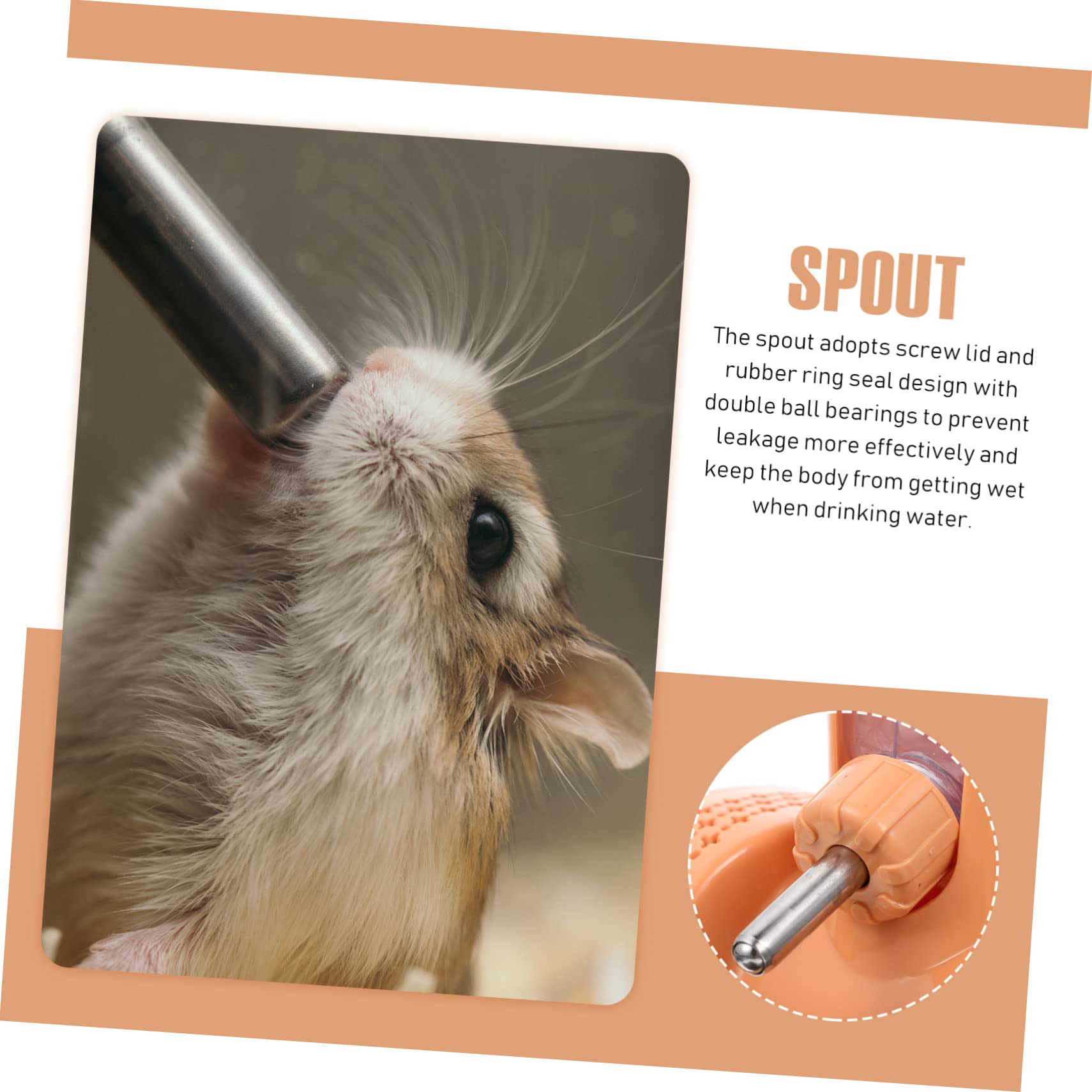 Totority Vertical Leak- Drinking Fountain Hamster Feeder Professional Waterer Easy/Off Bottle Fresh Water Access for Pet Cage