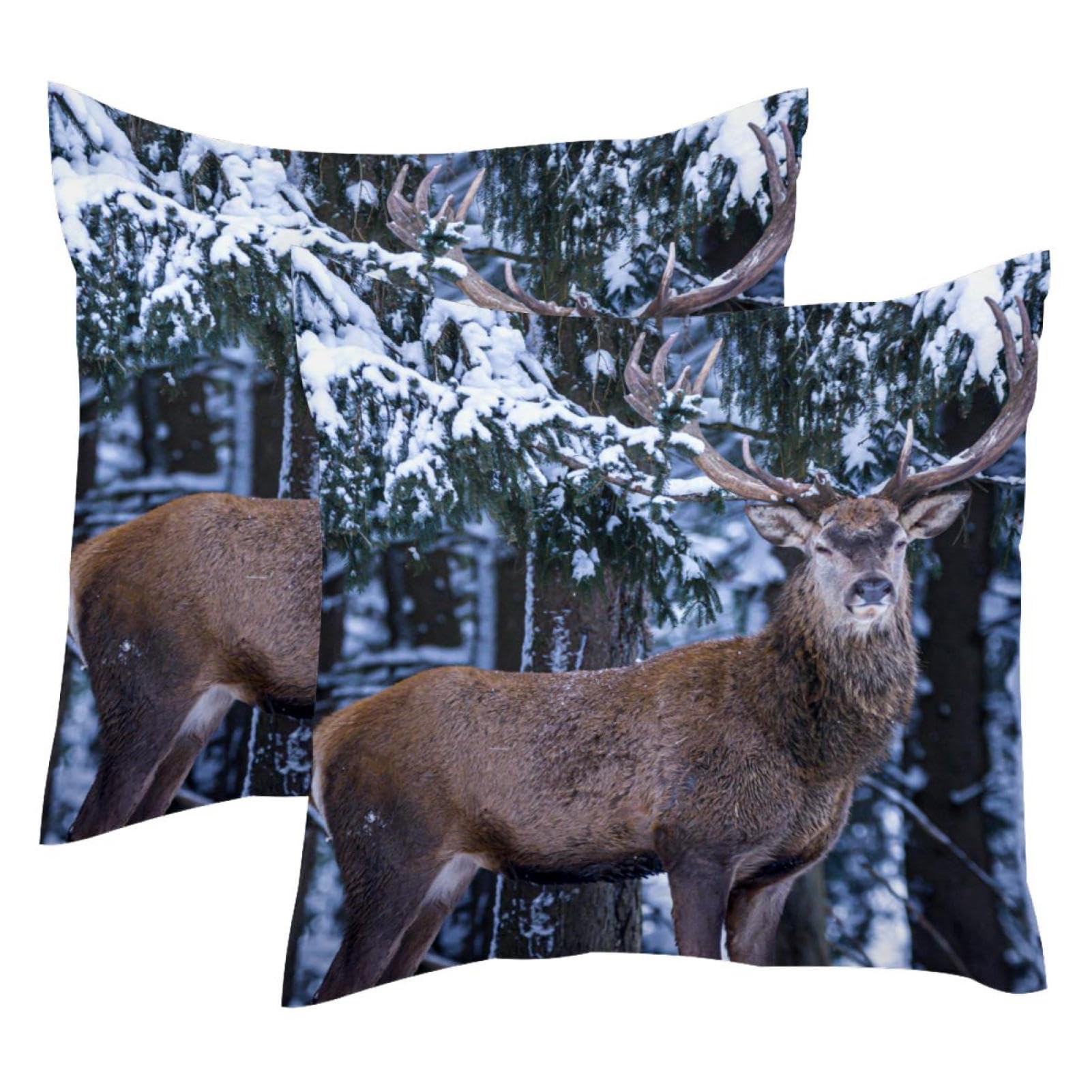 Housse de coussin en velours 50x50 cm motif cerf foret finition haut de gamme pour canape elegant