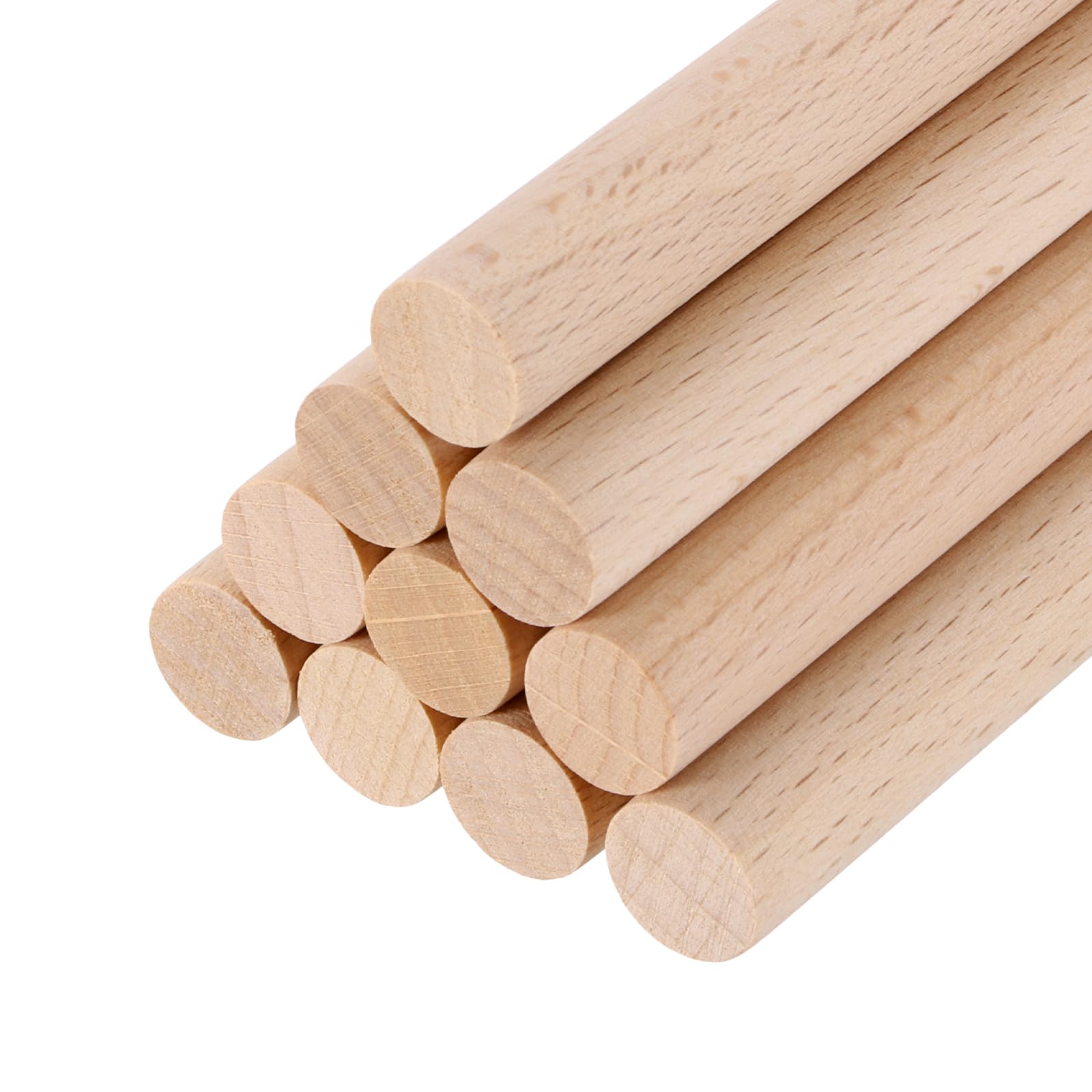 sourcing map Wooden Dowel Rods, 10mmx200mm Round Wooden Rod Unfinished Solid Wood Sticks Crafts Wand for Arts Decoration, Craft and DIY Projects Wand,Pack of 10