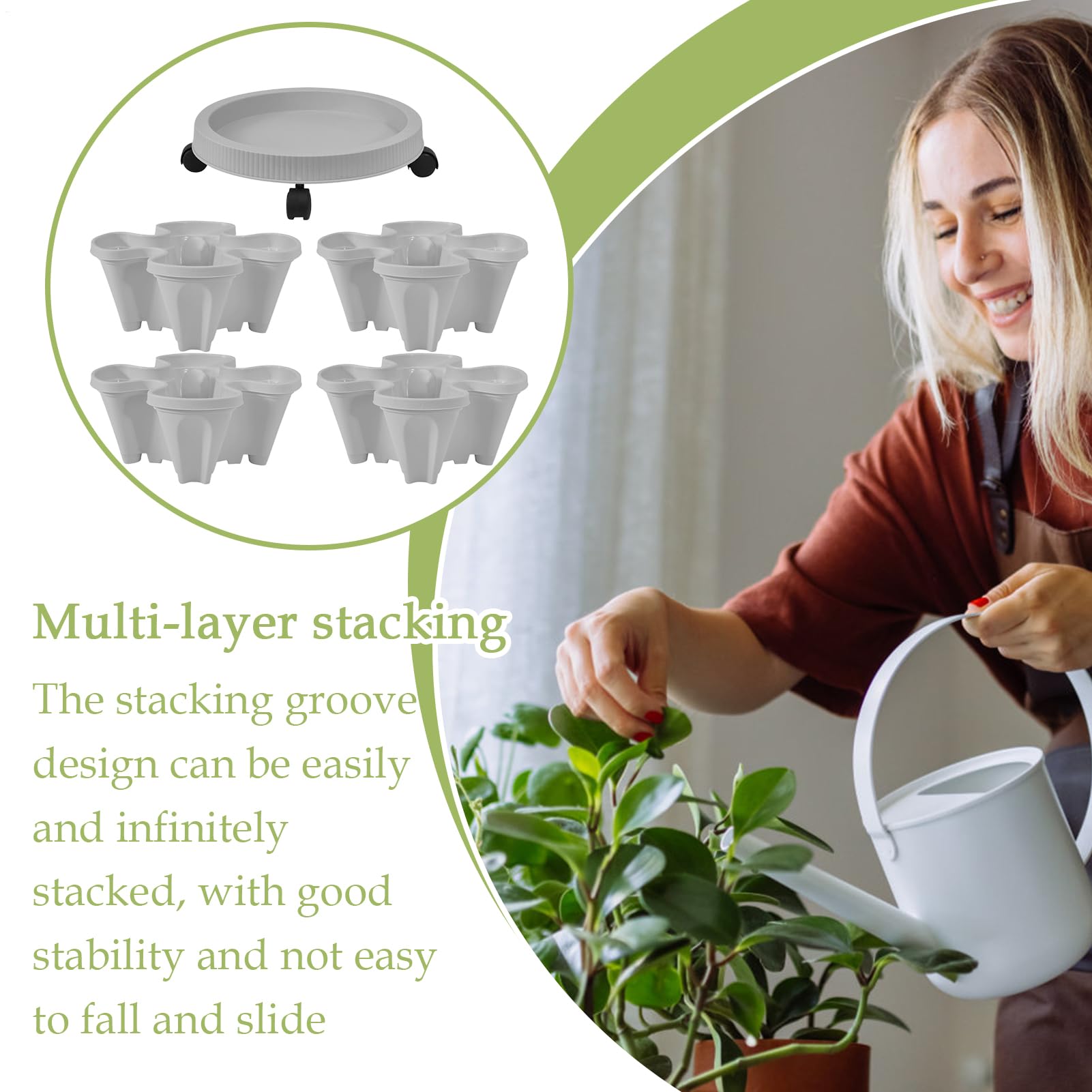 Jardinera Vertical Macetas para jardín Macetas apilables Soporte para Jardinero hierbas de Interior Estante de Exterior Jardinera compacta Soporte plantas Escalon