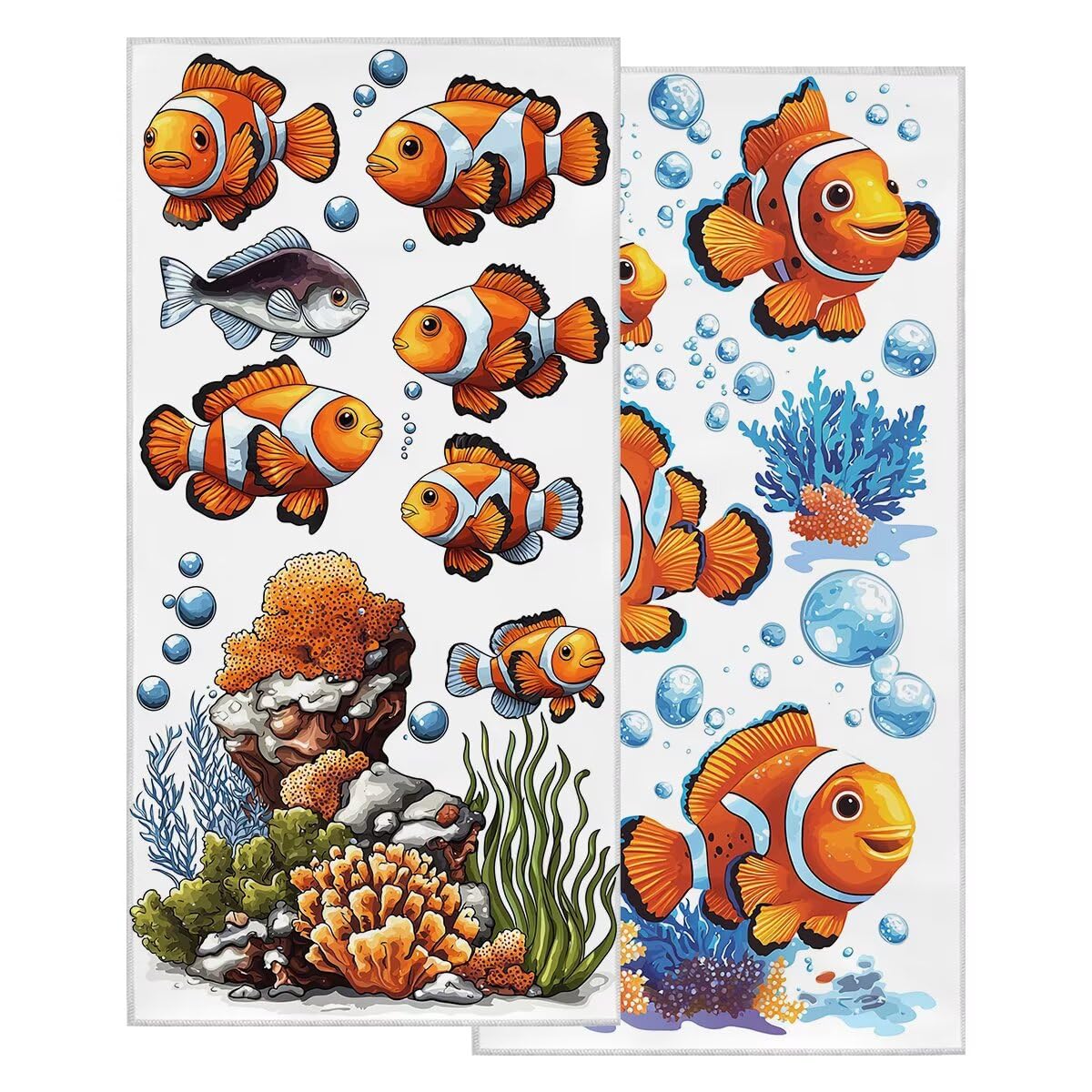 Ręcznik plażowy 100 x 220 cm, 2 szt., szybkoschnący ręcznik z mikrofibry, niezbędne w podróży, bez piasku, ręczniki plażowe z mikrofibry, ryby, lekkie, bardzo duże ręczniki dla dorosłych do pływania