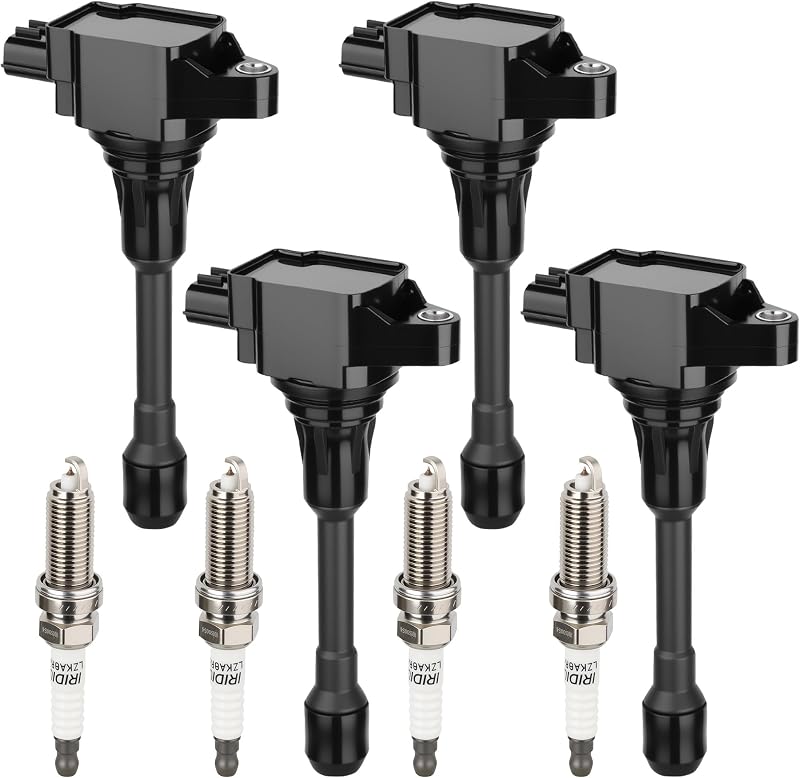 Kit de bobinas de ignição UF549 BULIAZY com velas de irídio para Nissan e Infiniti – 4 bobinas + 4 velas