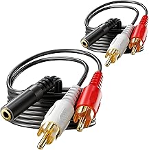 VCE 3.5 mm Female to 2 RCA Male Stereo Audio Cable (3FT), Gold Plated, 1/8 Inch Mini Jack to Dual RCA Y Splitter Cord for TV, Phone, Speaker, Home Theater, MP3, 39 Inch(100cm), 2 Pack