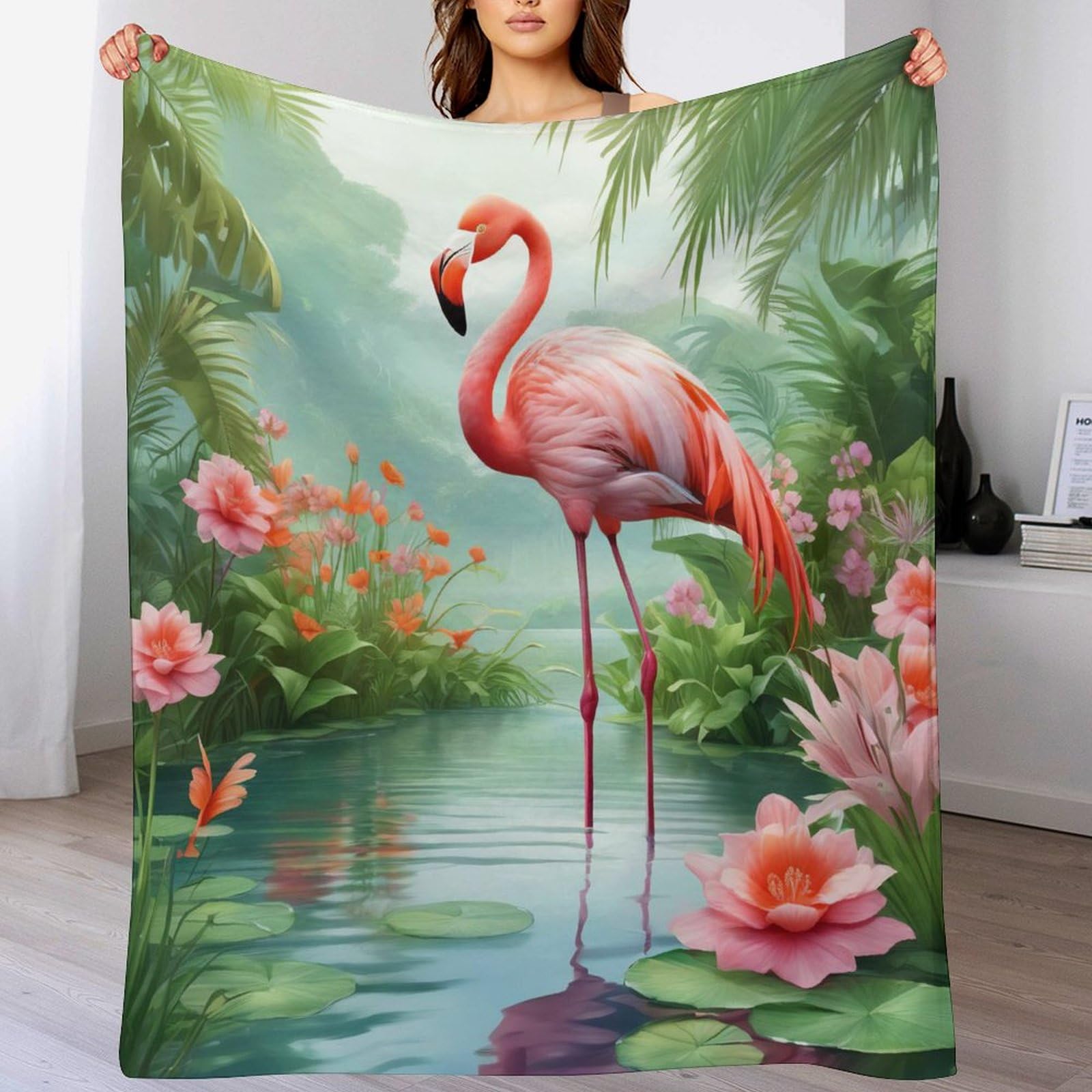 Couverture flamant rose chaude pour des soirees cocooning sur le canape
