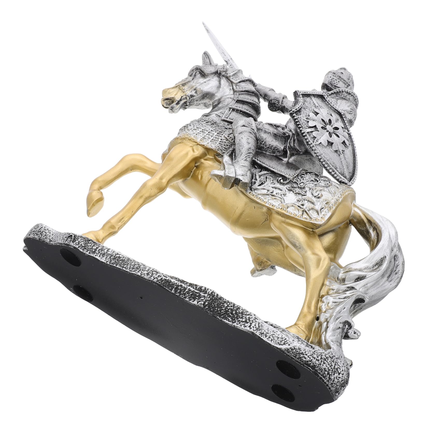 VICASKY Mittelalterliche Ritterfigur aus Kunstharz in Silber für Deko | Feine Verarbeitung mit Detailreichen Konturen, Kompakte Tischstatue für Büro und Wohnzimmer, 1 Stück