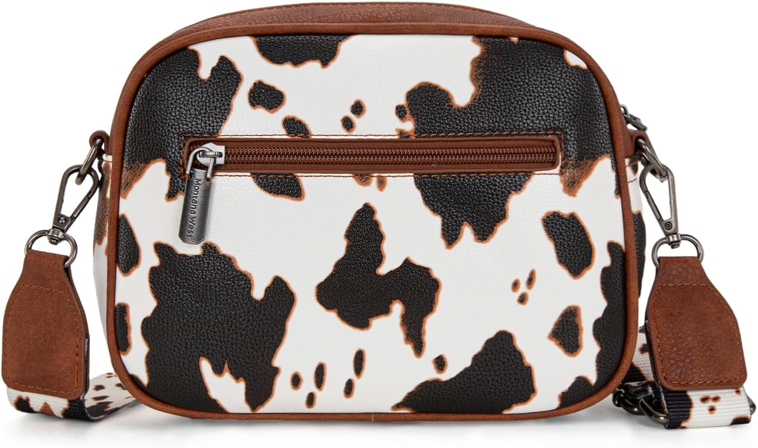 Montana West Small Crossbody Bags for Women Cow Print Purse Triple Zip Shoulder Handbags with Wide Strap - Image 5