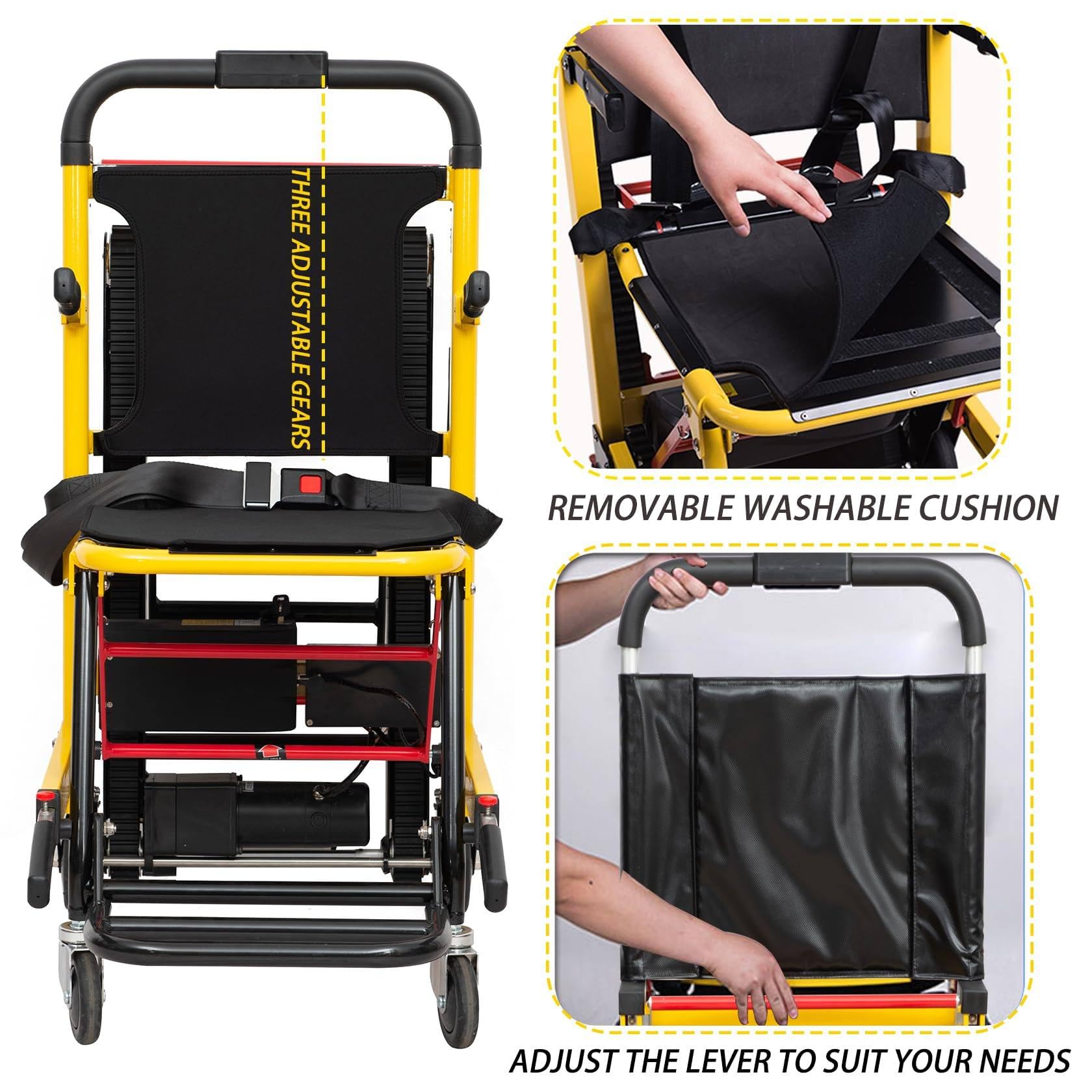 Sedia a rotelle elettrica per salire le scale, pieghevole, per tutti i terreni, regolabile a 3 velocità, display LCD, ideale per disabili e anziani