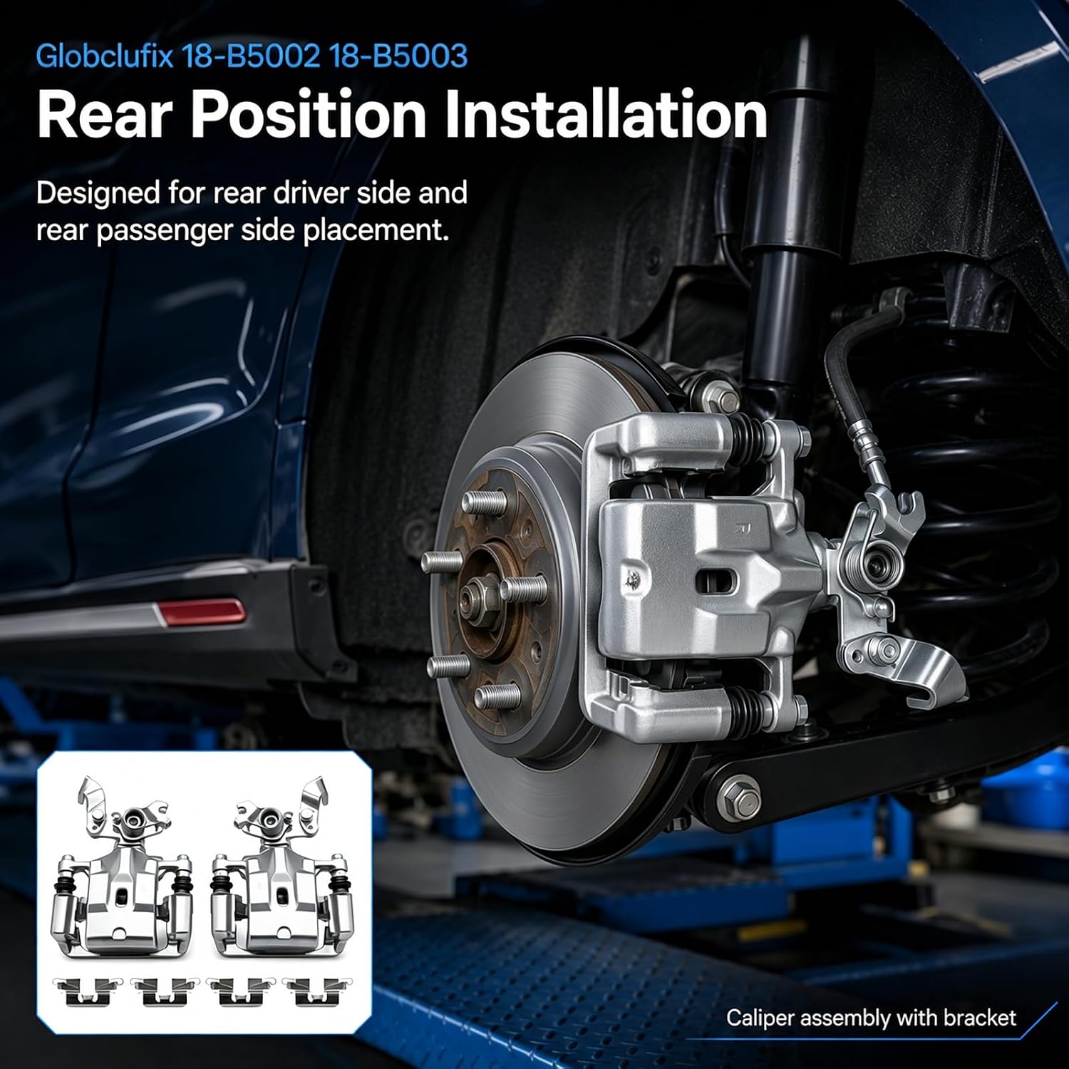 Rear Brake Calipers Compatible with 2006-2012 Fusion 18-B5002 | Includes both left and right rear calipers, quick direct installation, reliable braking power