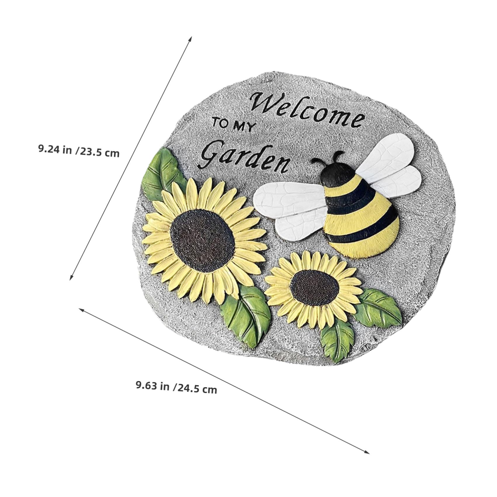Veemoon Piedra de Resina para Jardín, Losa de Jardín Diseño de Abeja y Girasol, Decoración Exterior para Césped y Patio, Fácil de Instalar, Resistente Intemperie