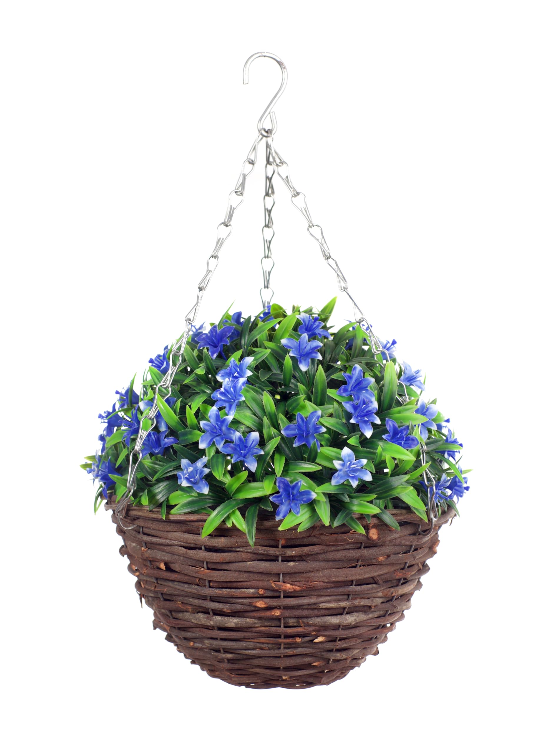 Best Artificial Lily Hanging Basket Topiary Ball - Suitable for Outdoor Use - Weather & Fade Resistant (Blue)