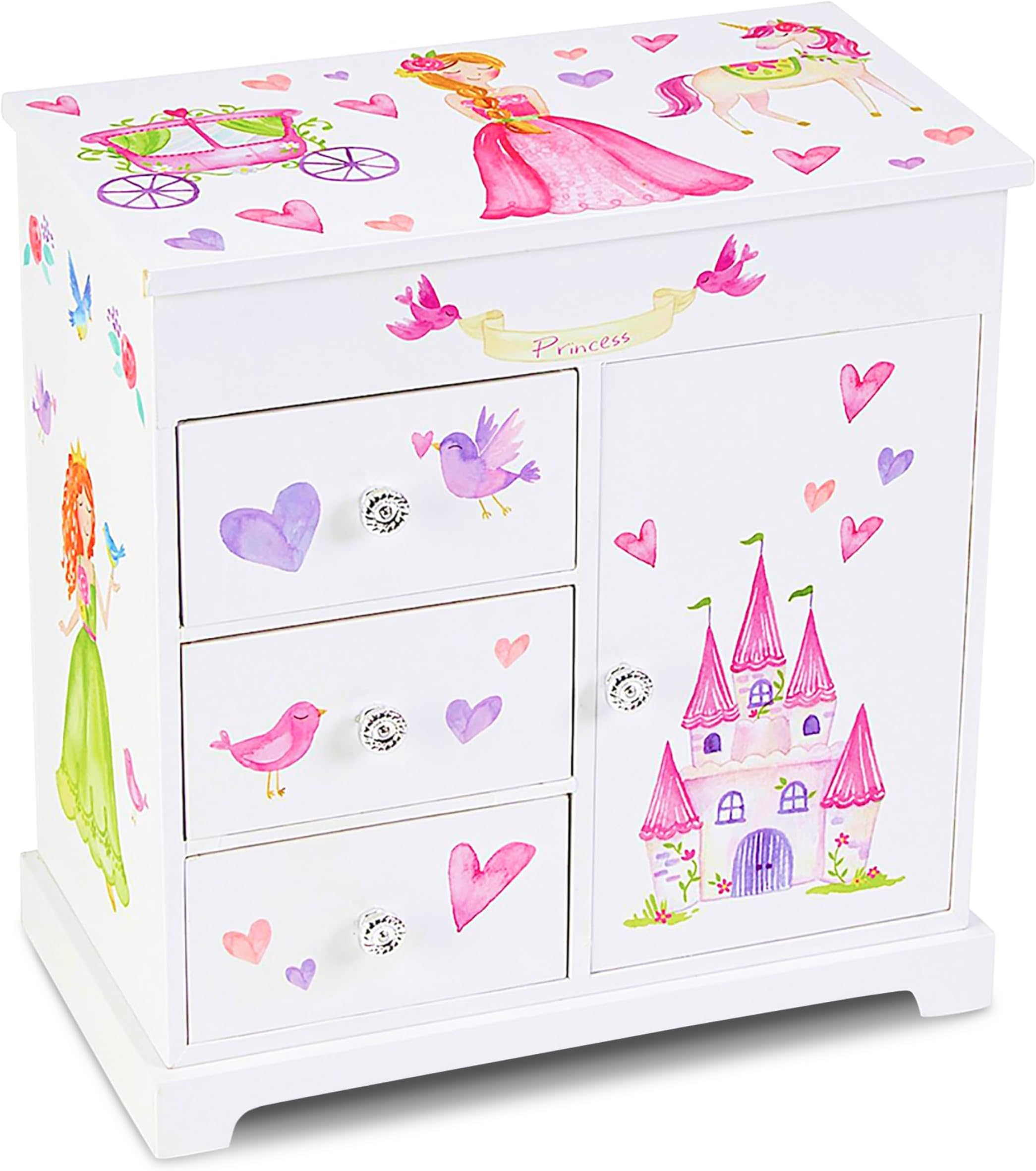 Jewelkeeper Jewelry Box for Girls with 3 Drawers - Musical Princess Jewelry Box with Spinning Doll and Dance of The Sugar Plum Fairy Tune - Appreciated Gifts for Kids - 9.5 x 7.75 x 9.5 Inches