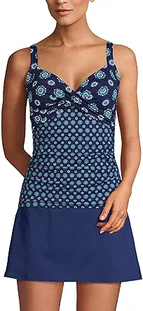 Lands' End Women's Wrap Underwire Tankini Top Swimsuit