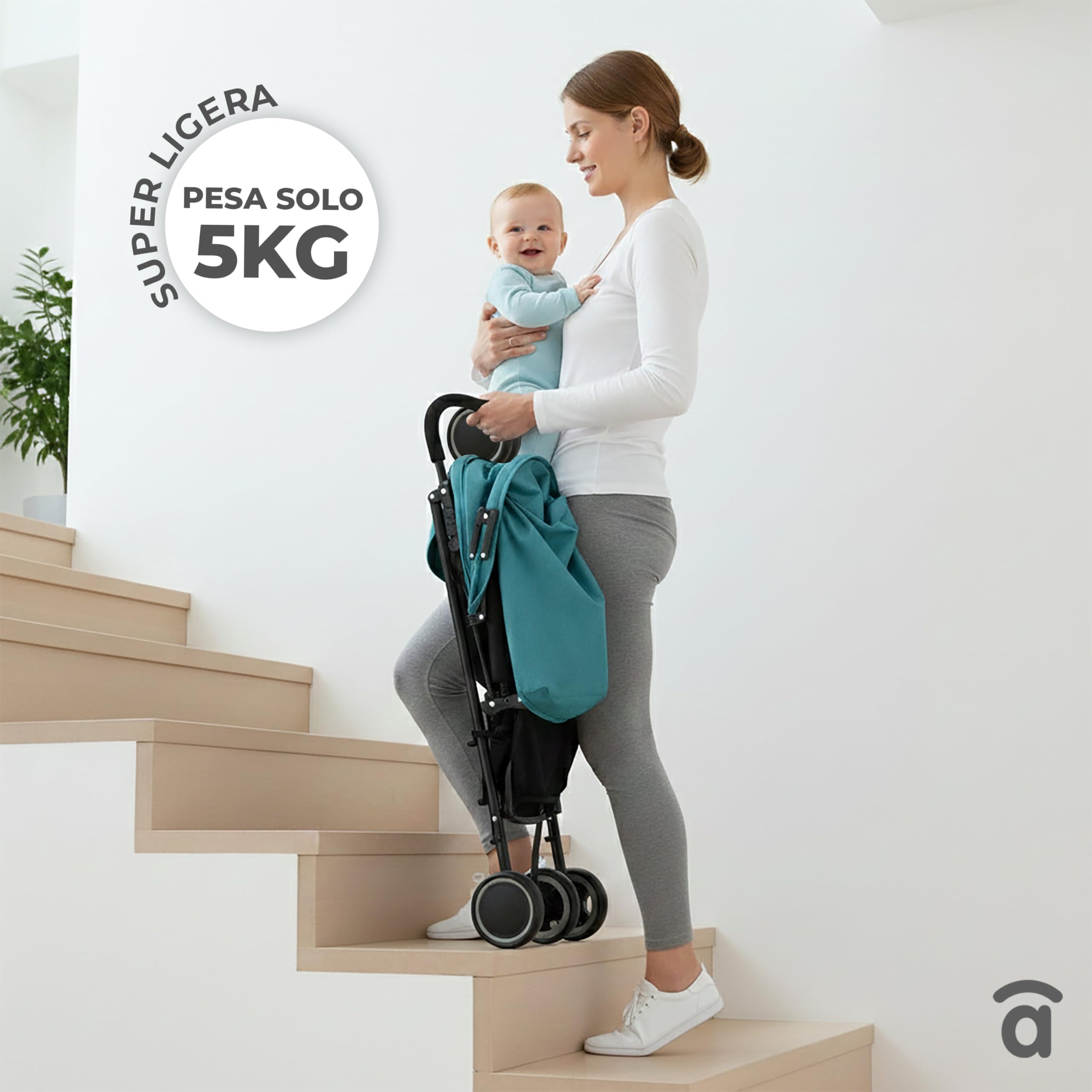 Asalvo TOKYO Silla de Paseo Ultraligera para bebé, Carrito de paseo con Respaldo Reclinable, Cochecito urbano, Arnés 5 Puntos, SPF50+, Capota con Ventana, Manejable, Máxima Seguridad, Hasta 16kg, Gris