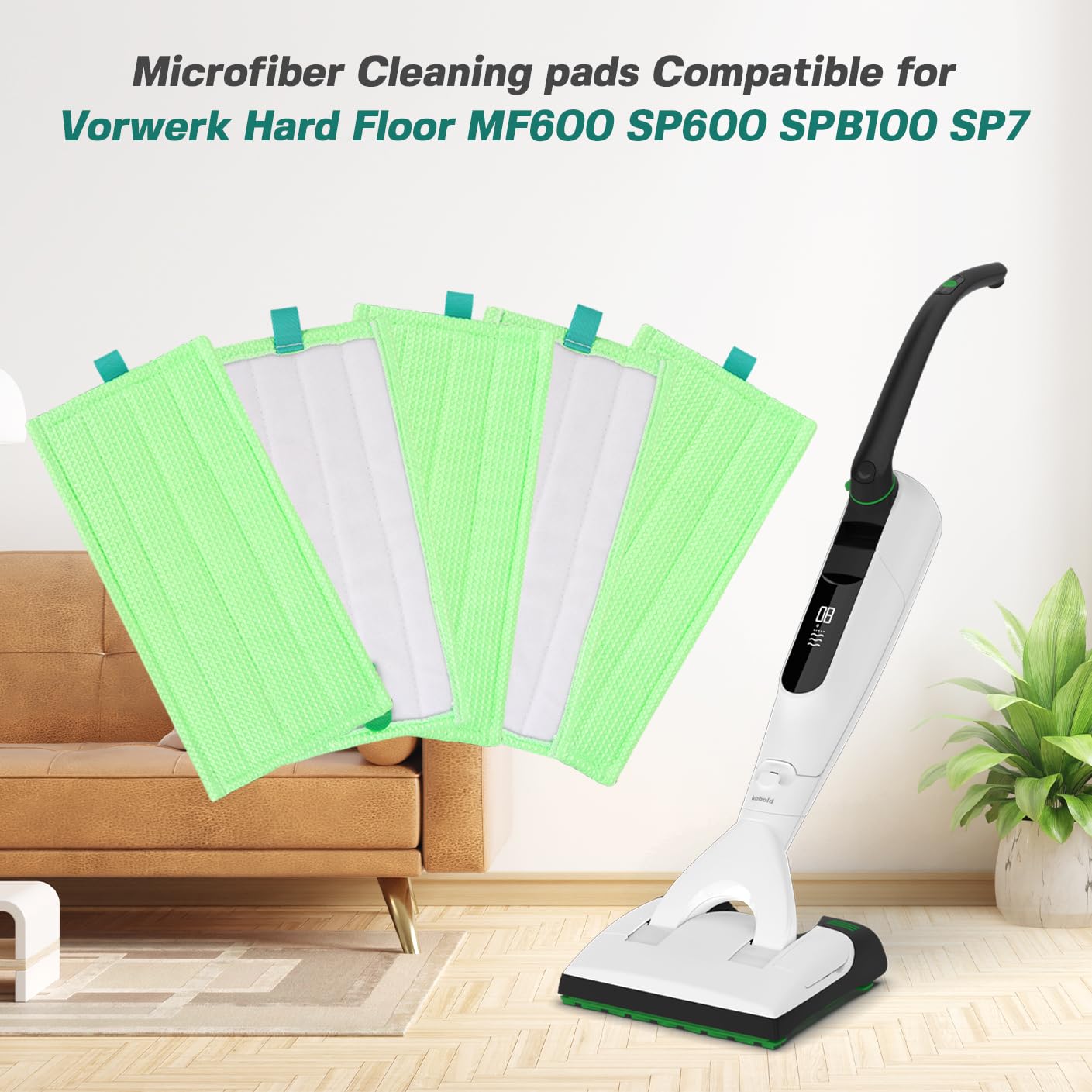 5 panni in microfibra compatibili con aspirapolvere Vorwerk per pavimenti duri MF600/SP600/SPB100/SP7 – Panno di pulizia di ricambio per Vorwerk Tiger Kobold, lavabile e riutilizzabile